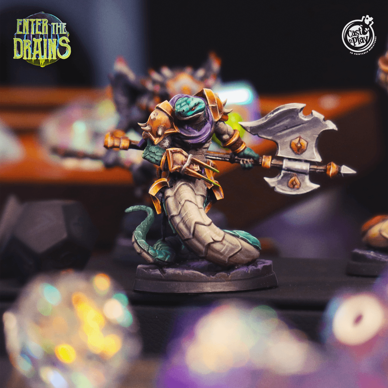 3D Printed Cast n Play Yuddrakh Warrior Enter the Drains 28mm 32mm D&D