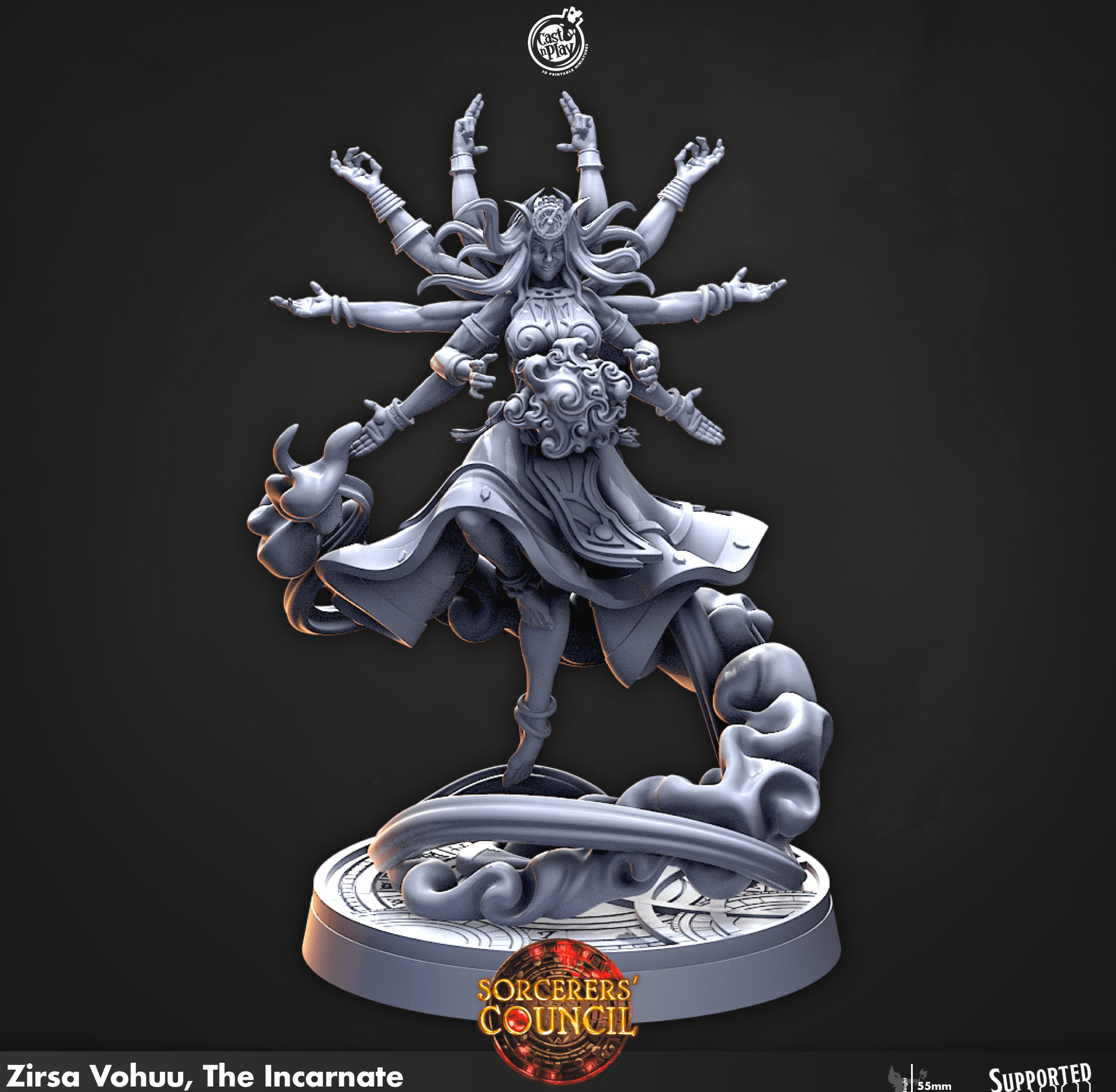 3D Printed Cast n Play Zirsa Vohuu, The Incarnate Sorcerers Council 28mm 32mm D&D