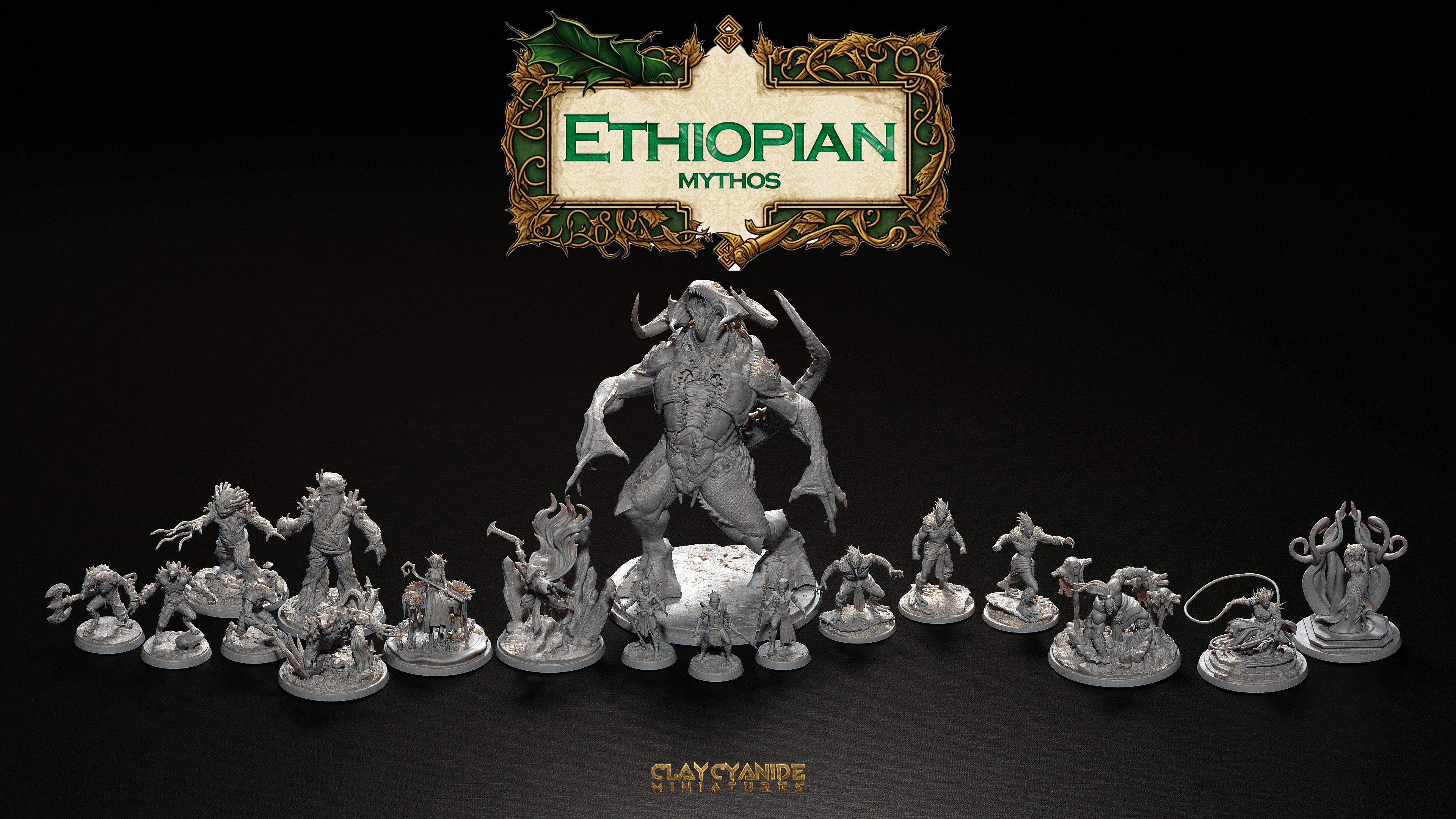 3D Printed Clay Cyanide Adbar Ethiopian Mythos 28 32 mm D&D