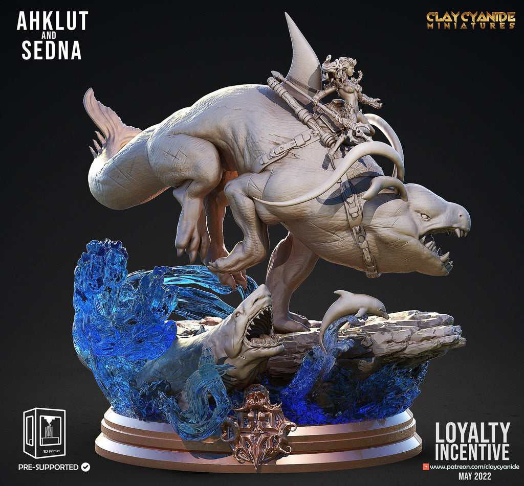 3D Printed Clay Cyanide Akhlut and Sedna Maori Mythos 28mm-32mm Ragnarok D&D
