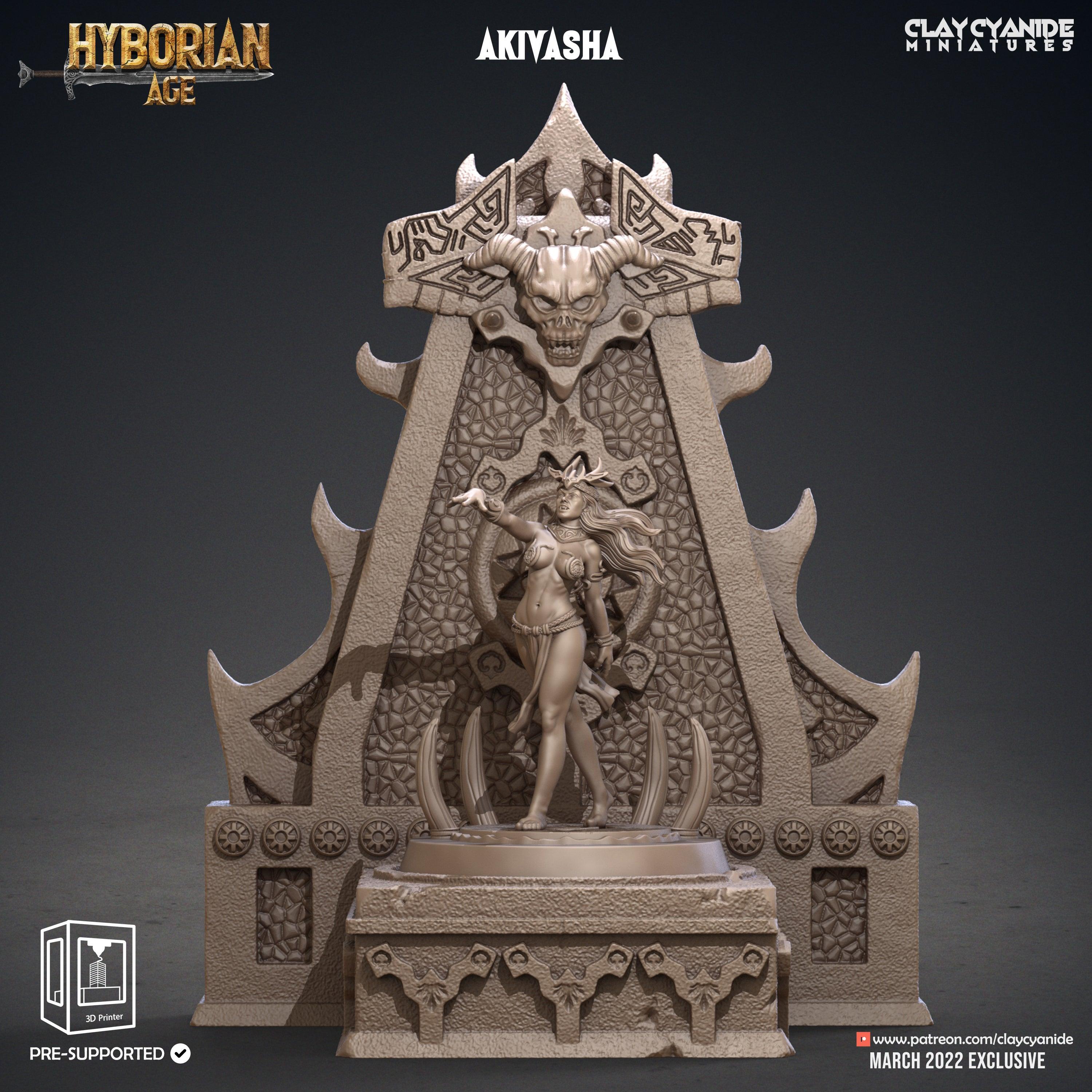 3D Printed Clay Cyanide Akivasha and Throne Hyborean Age Ragnarok D&D