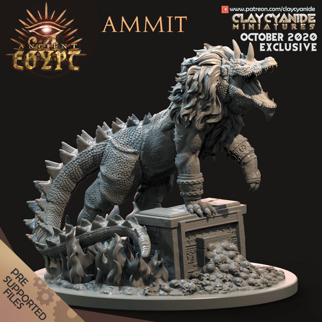 3D Printed Clay Cyanide Ammit Egyptian Mythology 28 32 mm D&D