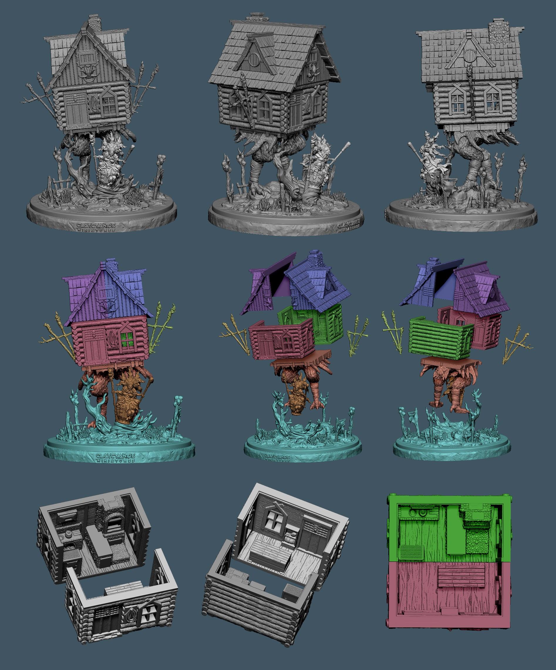 3D Printed Clay Cyanide Baba Yaga's Hut 28mm-32mm Ragnarok D&D