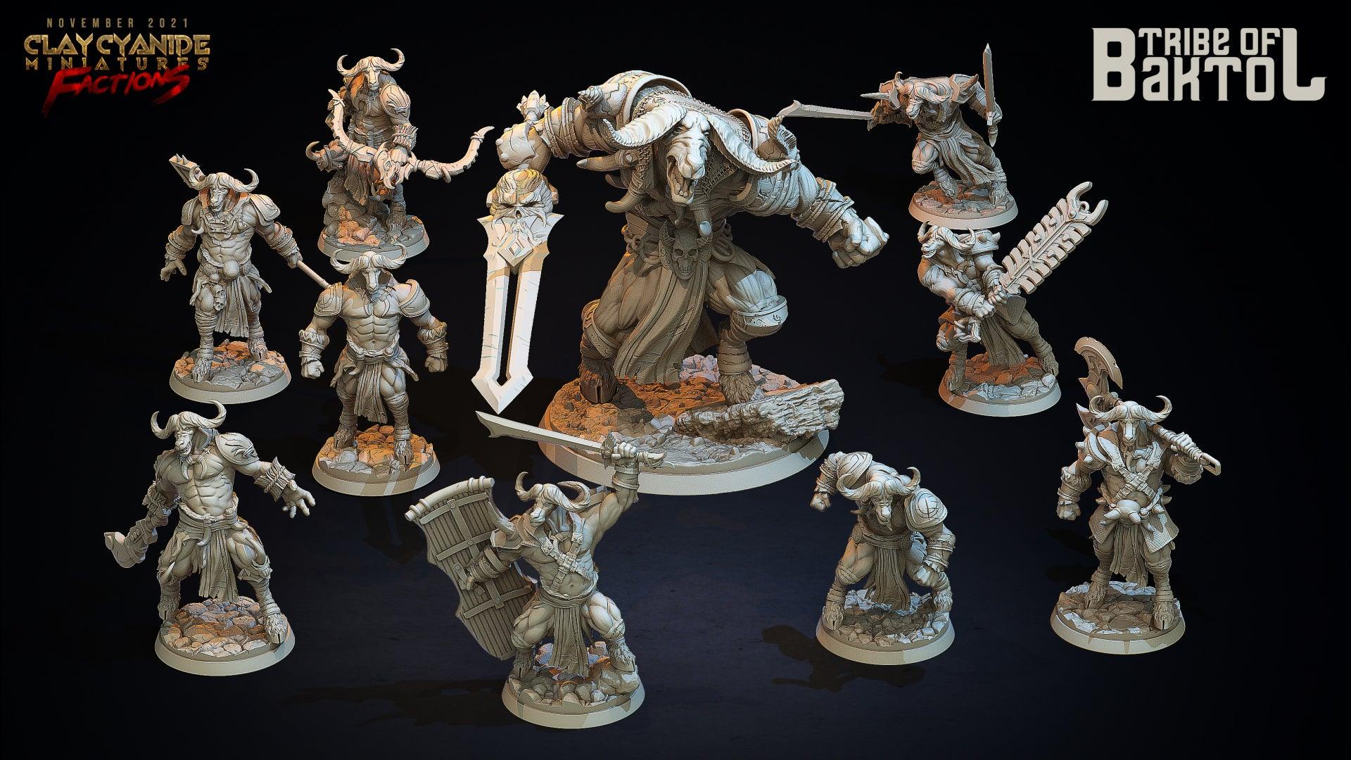 3D Printed Clay Cyanide Baktols Bull Minitours Factions Ragnarok D&D