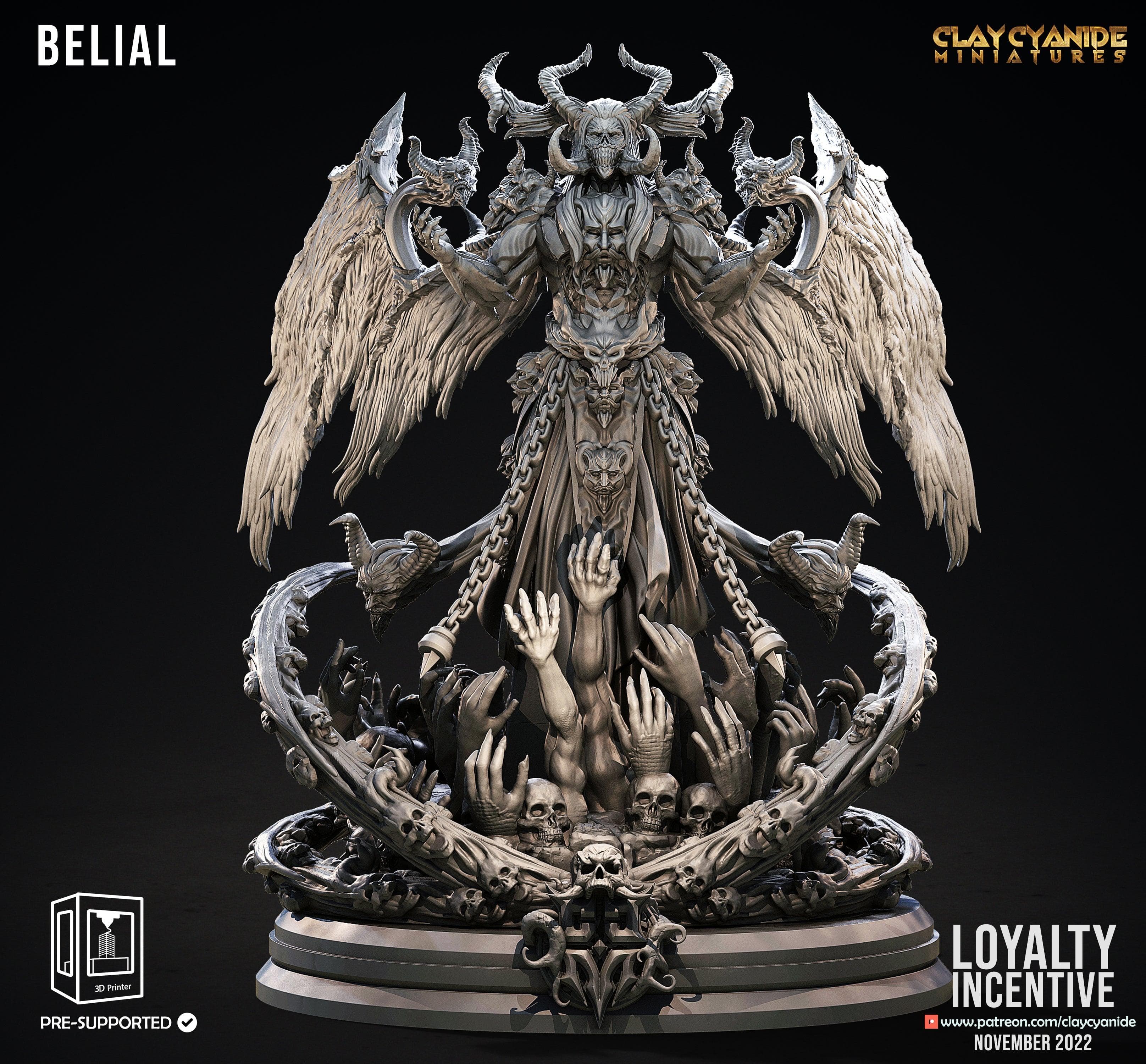 3D Printed Clay Cyanide Belial Princes of Hell Ragnarok D&D