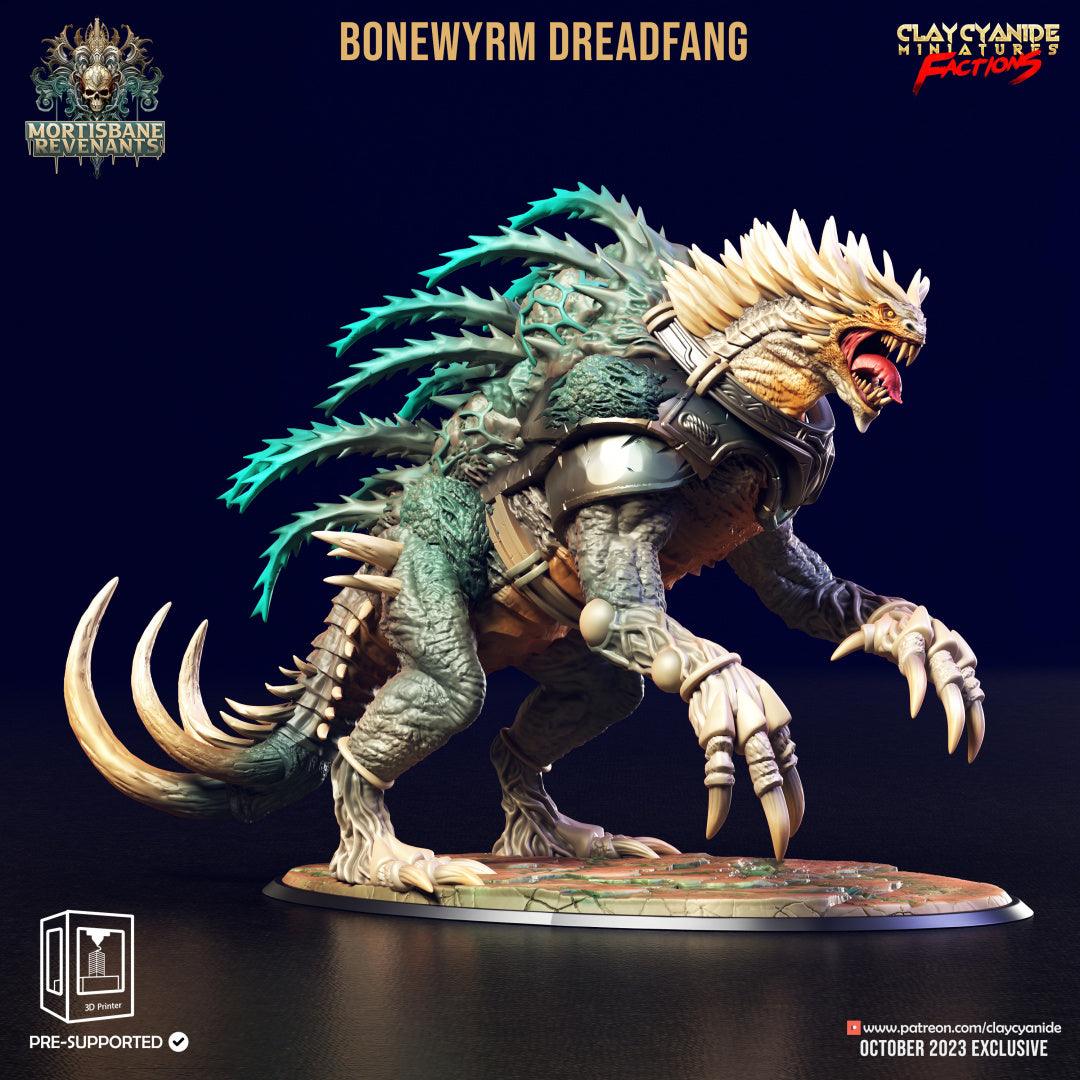 3D Printed Clay Cyanide Bonewyrm Dreadfang Mortisbane Revenants 28 32 mm D&D