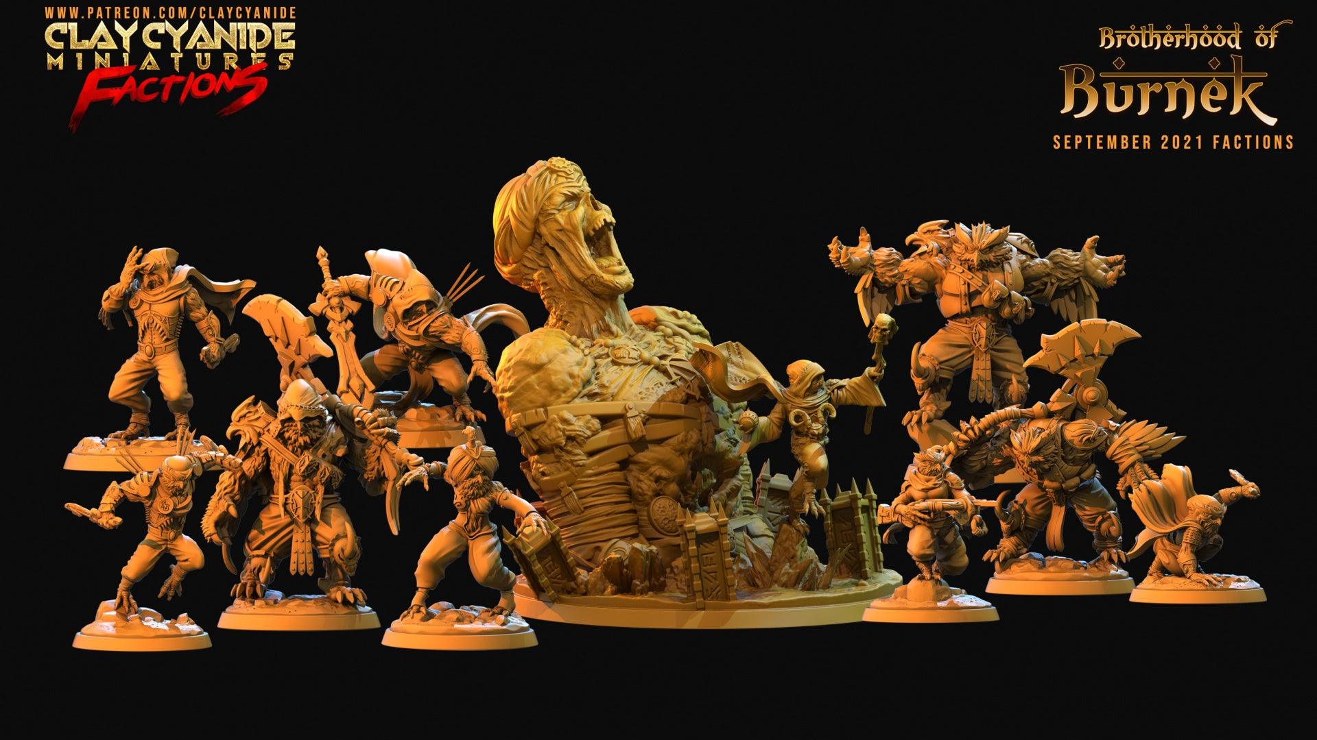 3D Printed Clay Cyanide Burneks Birdmen Owlmen Factions Ragnarok D&D