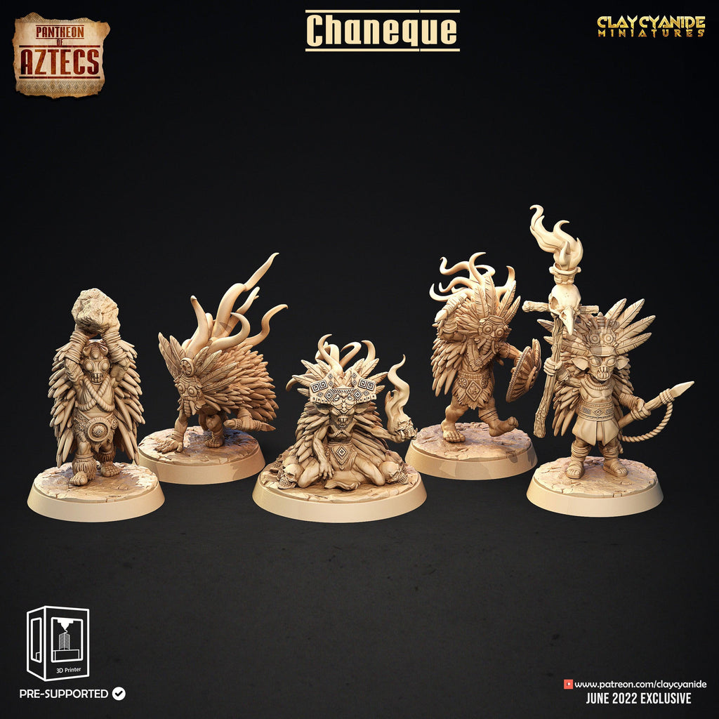 3D Printed Clay Cyanide Chaneque Set Pantheon of Aztecs Ragnarok D&D