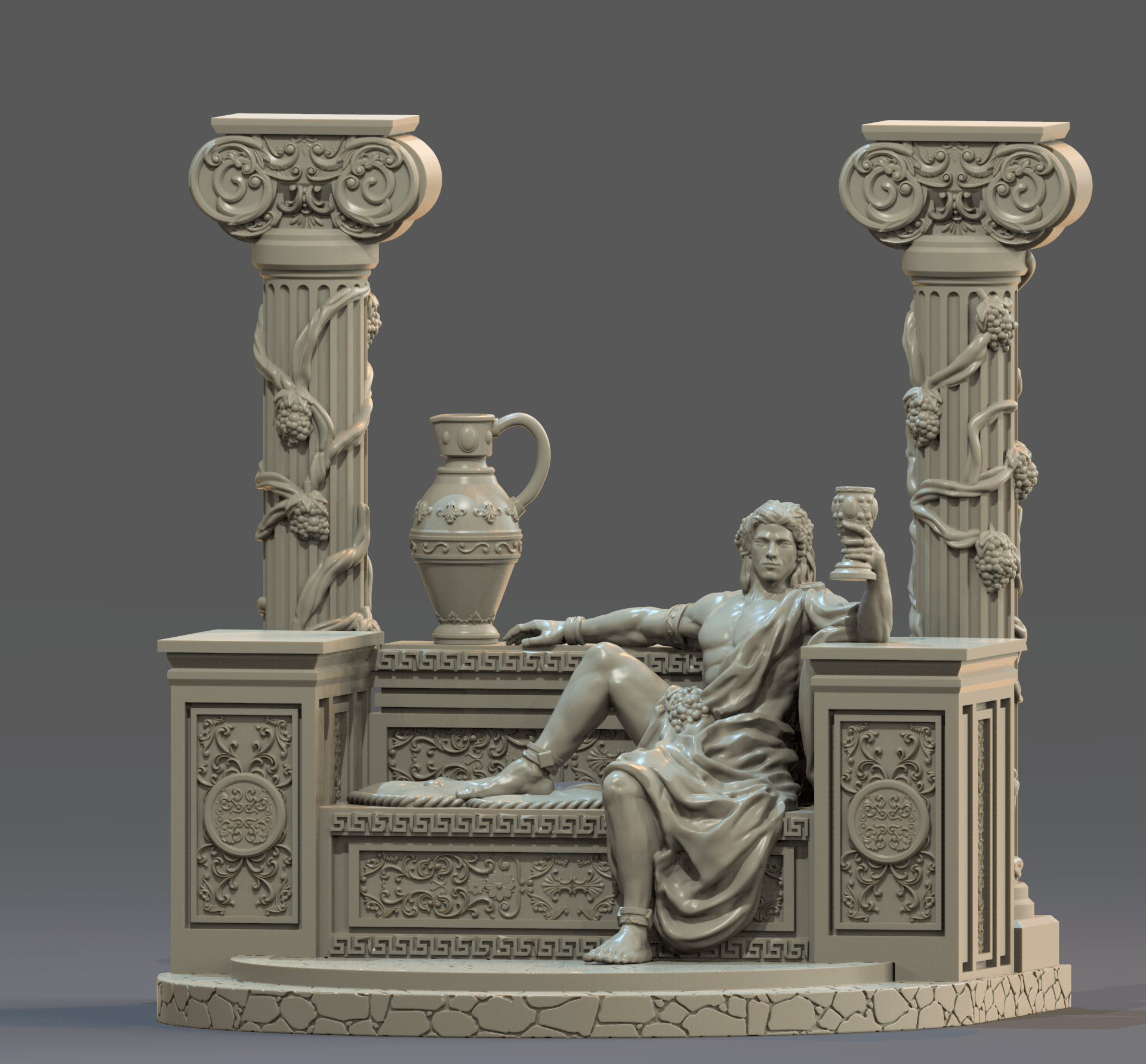 3D Printed Clay Cyanide Dionysus Greek Myth Gods and Goddesses Ragnarok D&D