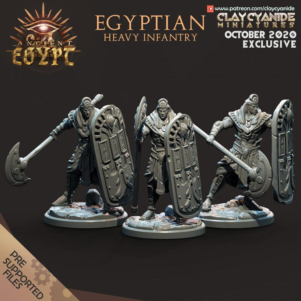 3D Printed Clay Cyanide Egyptian Heavy Infantry Egyptian Mythology 28 32 mm D&D