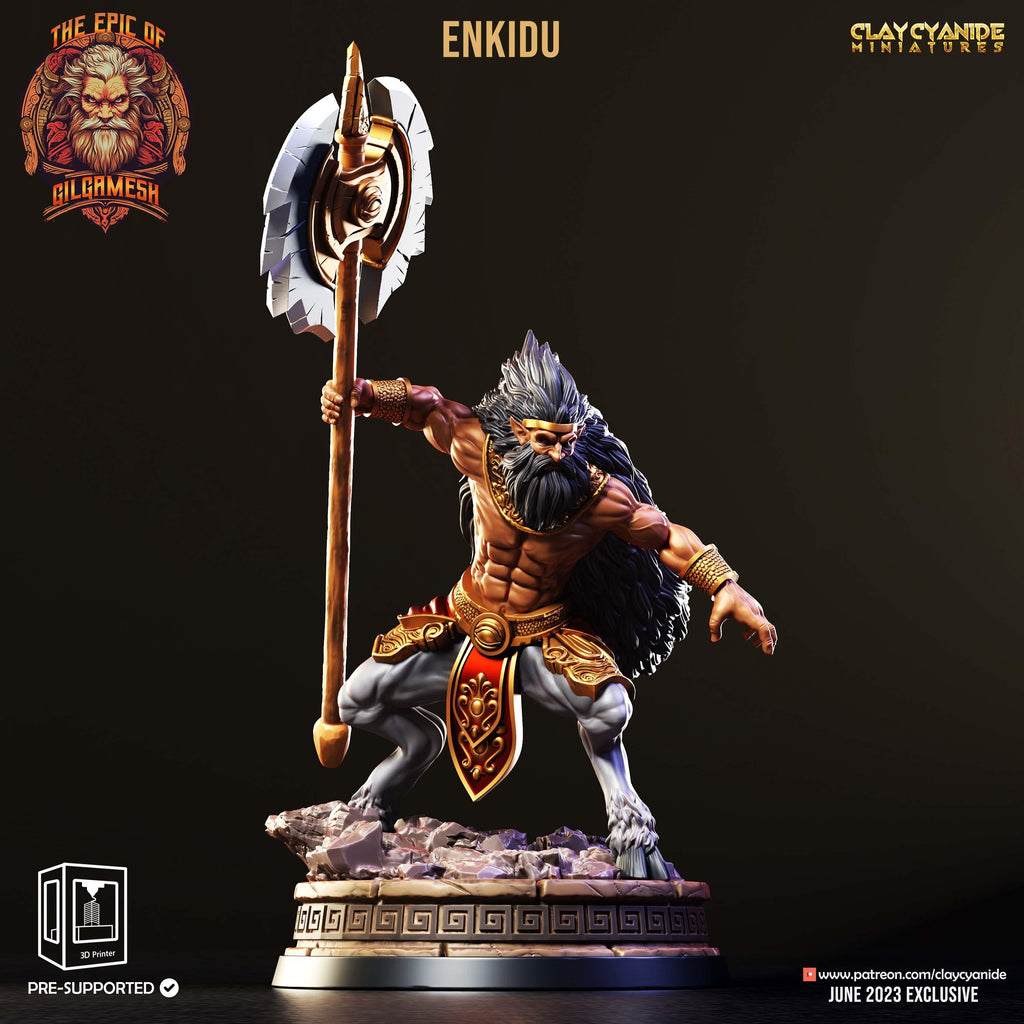 3D Printed Clay Cyanide Epic of Gilgamesh Set Enkidu 28 32 mm D&D