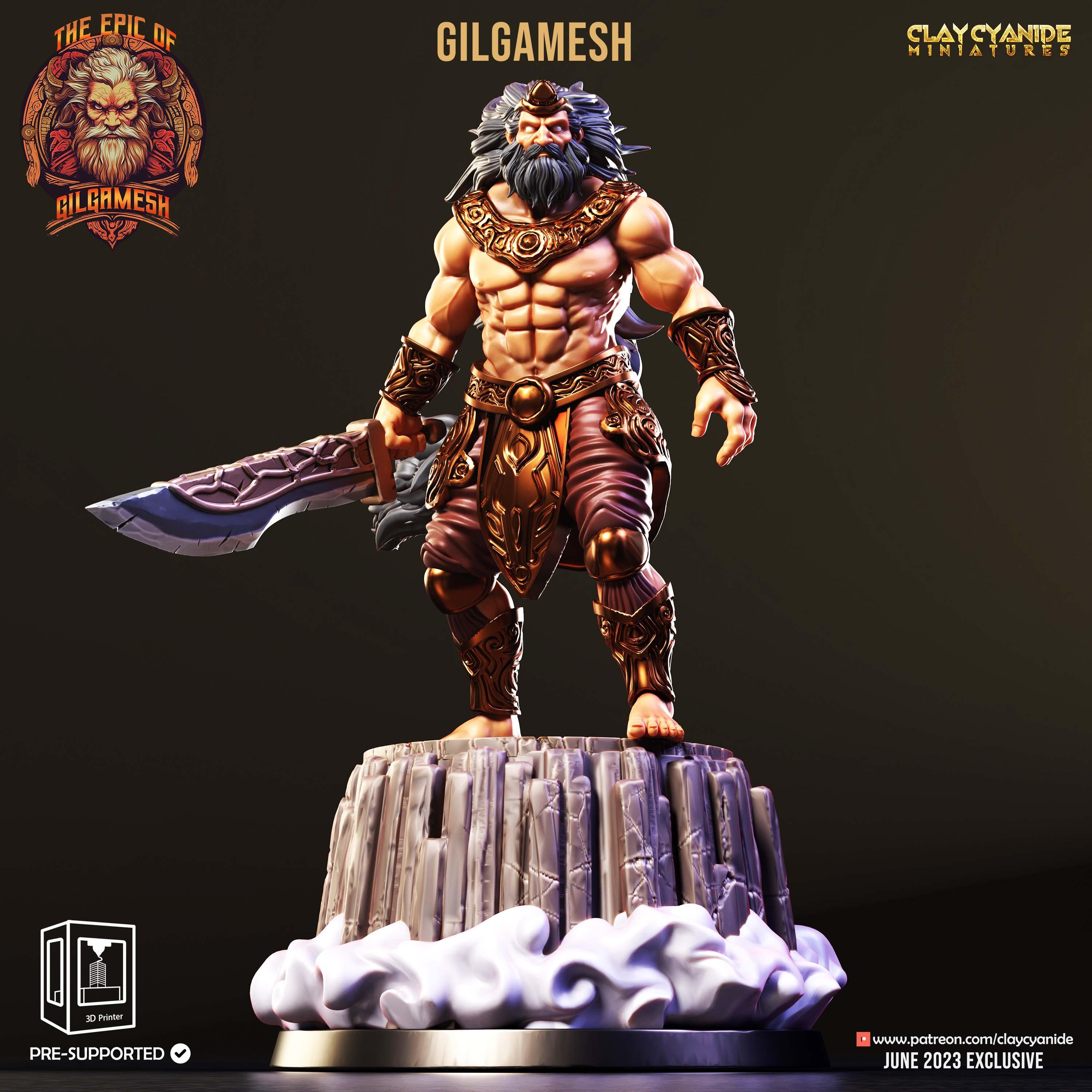 3D Printed Clay Cyanide Epic of Gilgamesh Set Gilgamesh 28 32 mm D&D