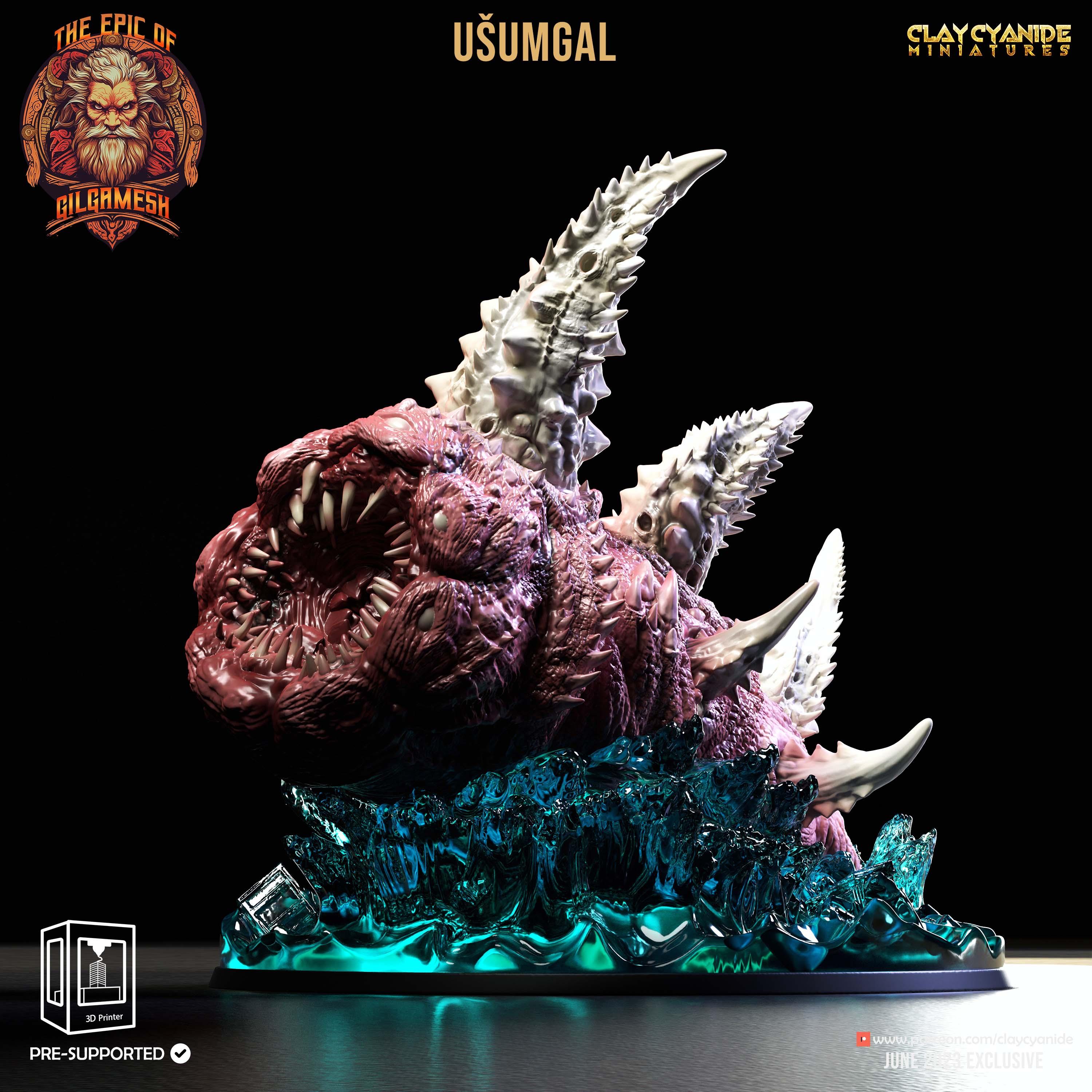3D Printed Clay Cyanide Epic of Gilgamesh Set Usumgal 28 32 mm D&D