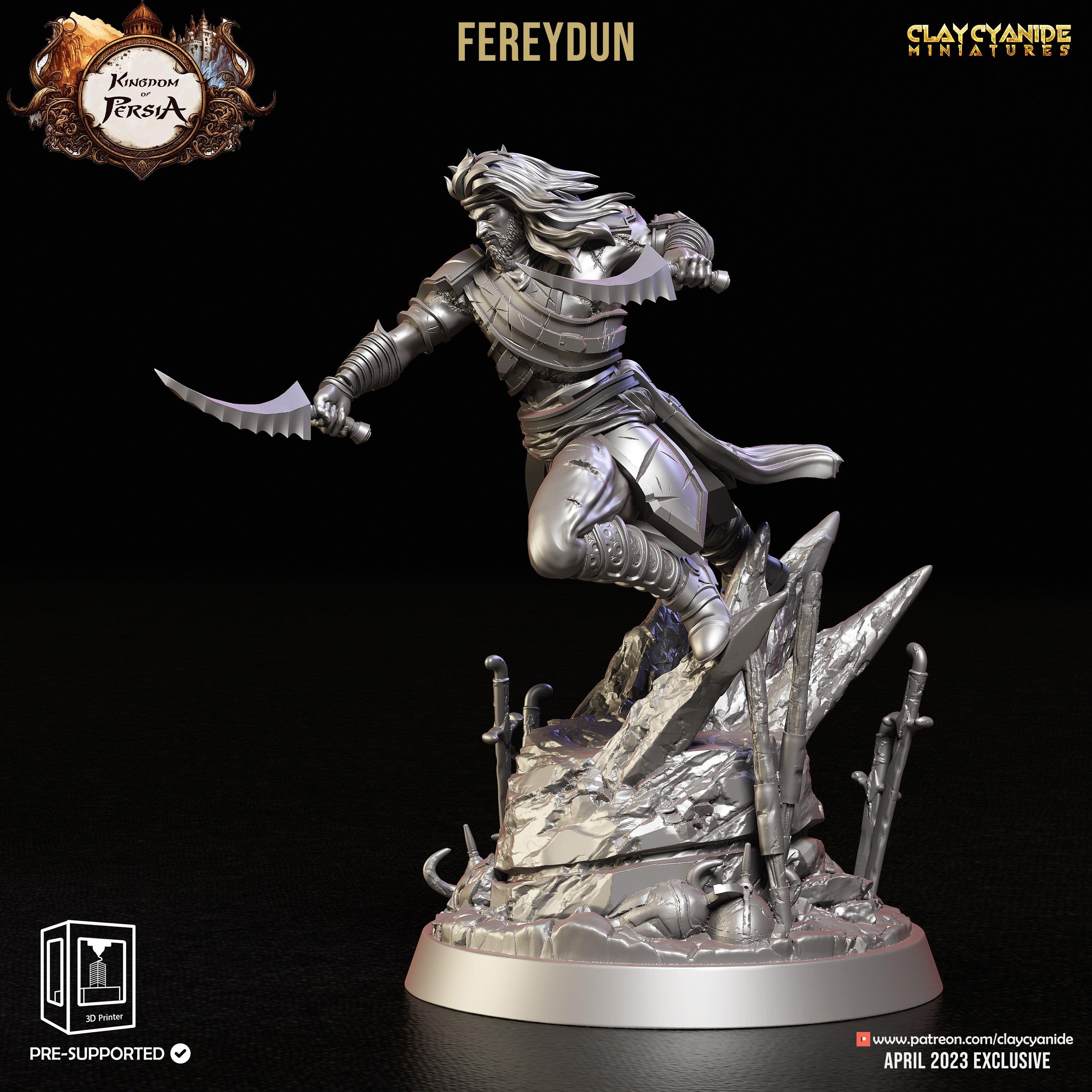 3D Printed Clay Cyanide Fereydun Kingdom of Persia 28 32 mm D&D