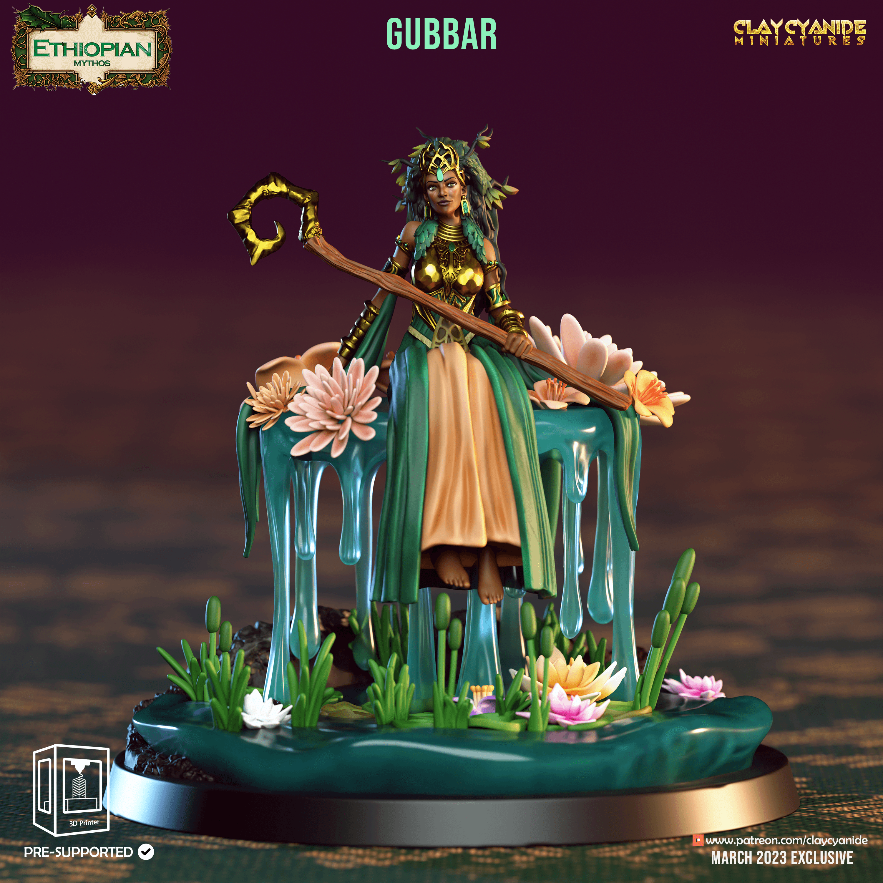 3D Printed Clay Cyanide Gubbar Ethiopian Mythos 28 32 mm D&D