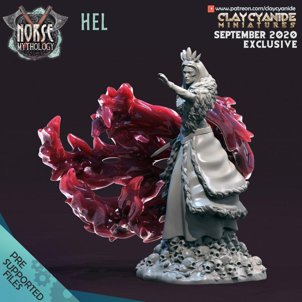 3D Printed Clay Cyanide Hel Norse Mythology 28 32 mm D&D