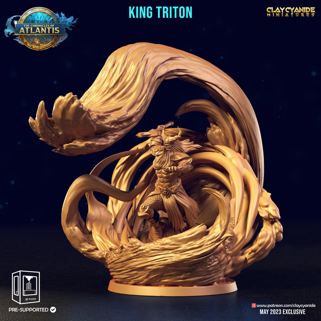 3D Printed Clay Cyanide King Triton The Chronicles of Atlantis 28 32 mm D&D
