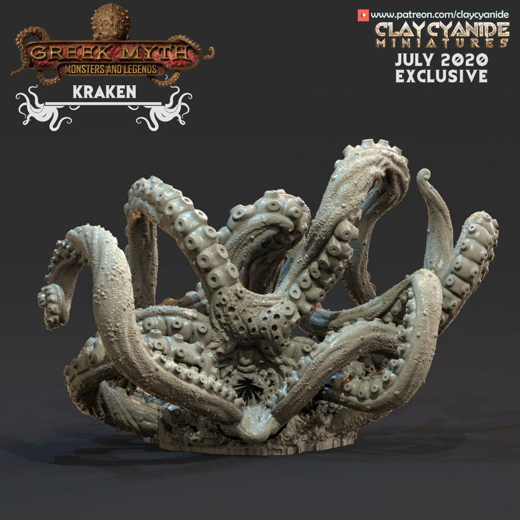 3D Printed Clay Cyanide Kraken Greek Mythology Part 2 28 32 mm D&D