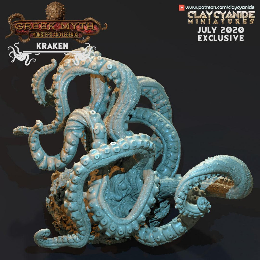 3D Printed Clay Cyanide Kraken Greek Mythology Part 2 28 32 mm D&D