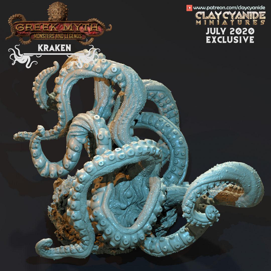 3D Printed Clay Cyanide Kraken Greek Mythology Part 2 28 32 mm D&D
