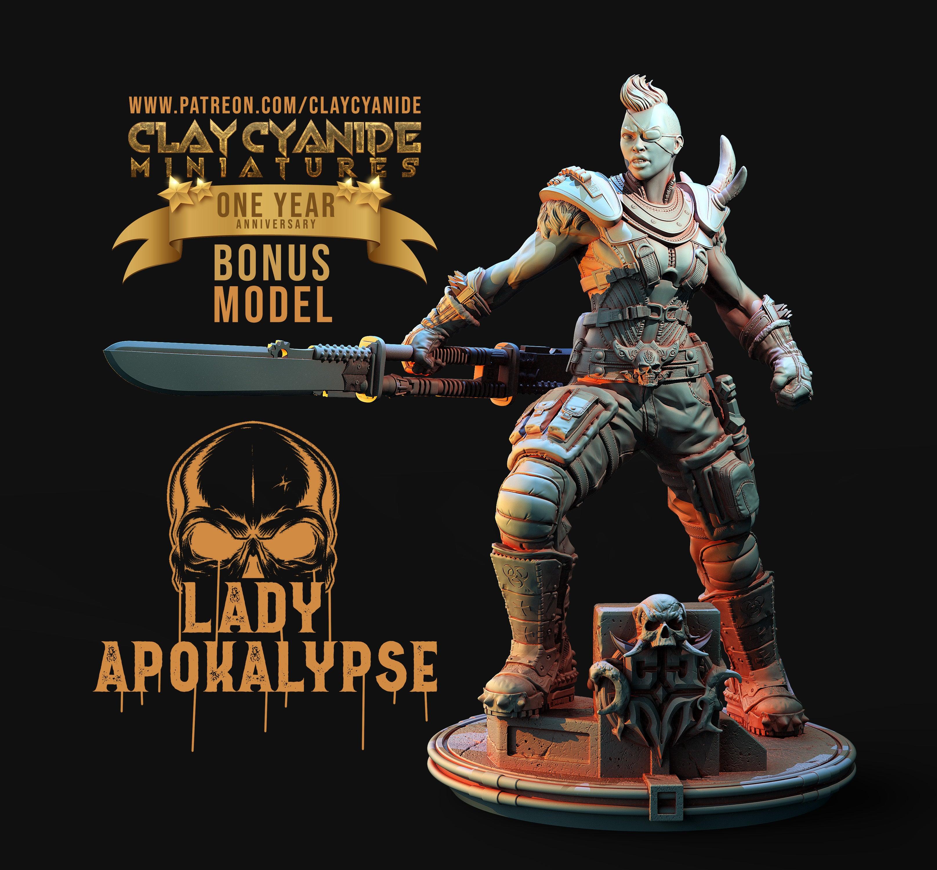 3D Printed Clay Cyanide Large Figure Lady Apokalypse Ragnarok D&D