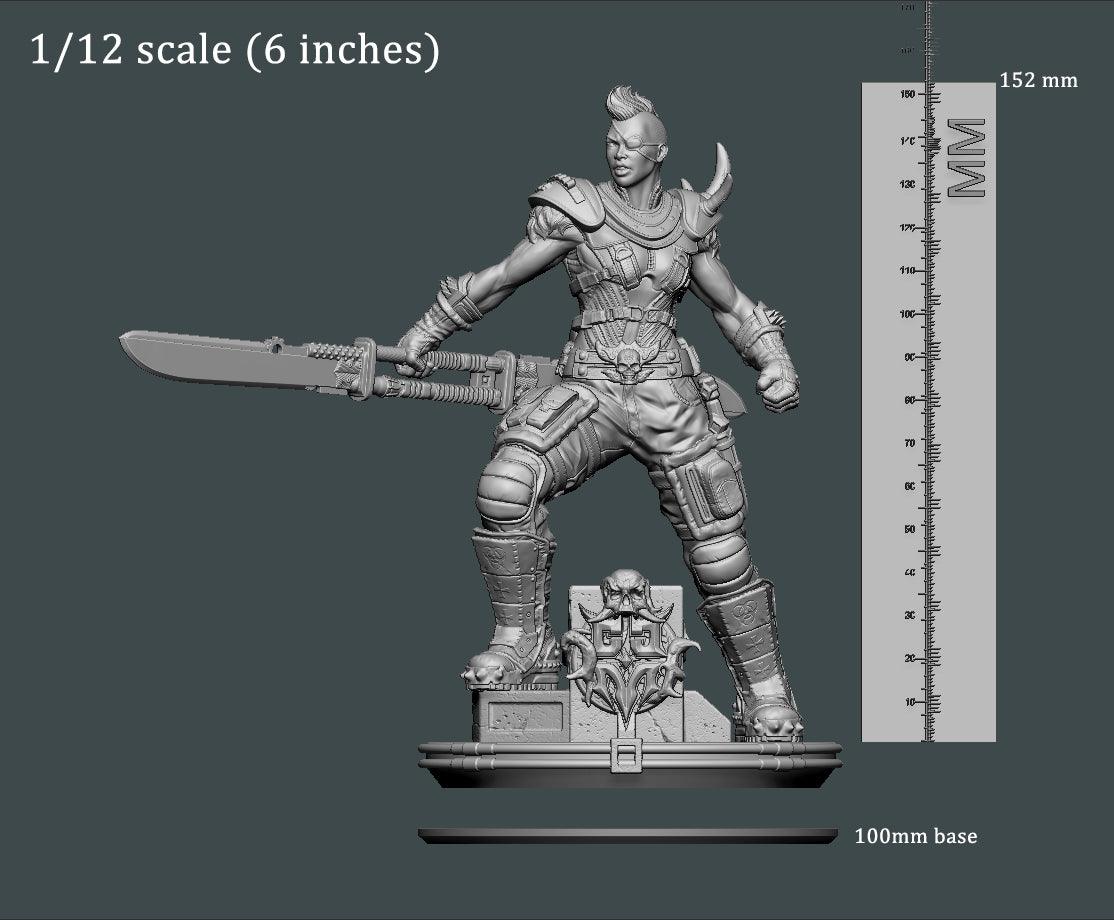3D Printed Clay Cyanide Large Figure Lady Apokalypse Ragnarok D&D