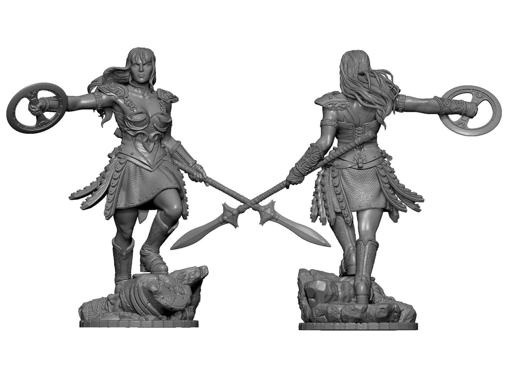 3D Printed Clay Cyanide Large Figure Sheena, Warrior Queen Ragnarok D&D