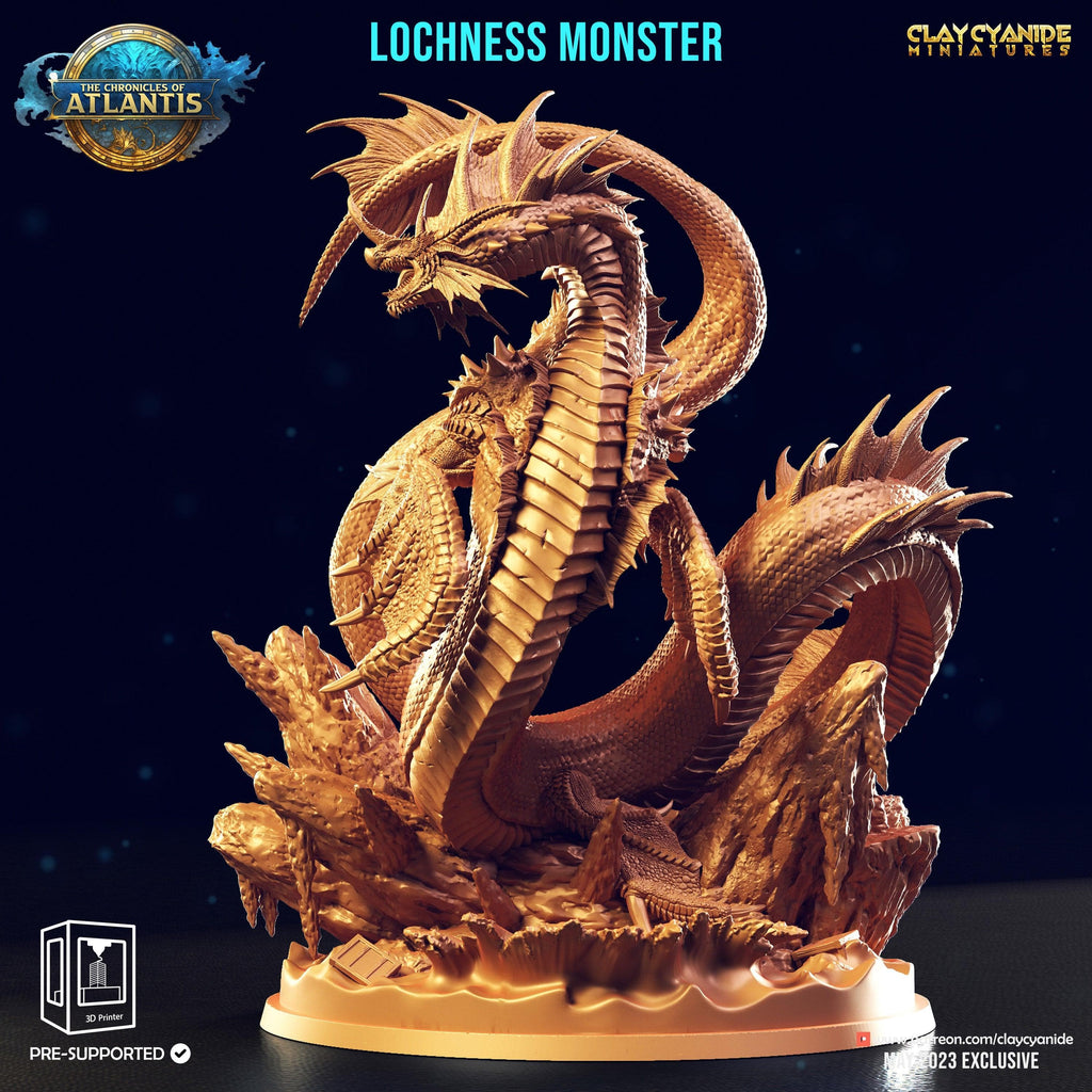 3D Printed Clay Cyanide Lochness Monster The Chronicles of Atlantis 28 32 mm D&D