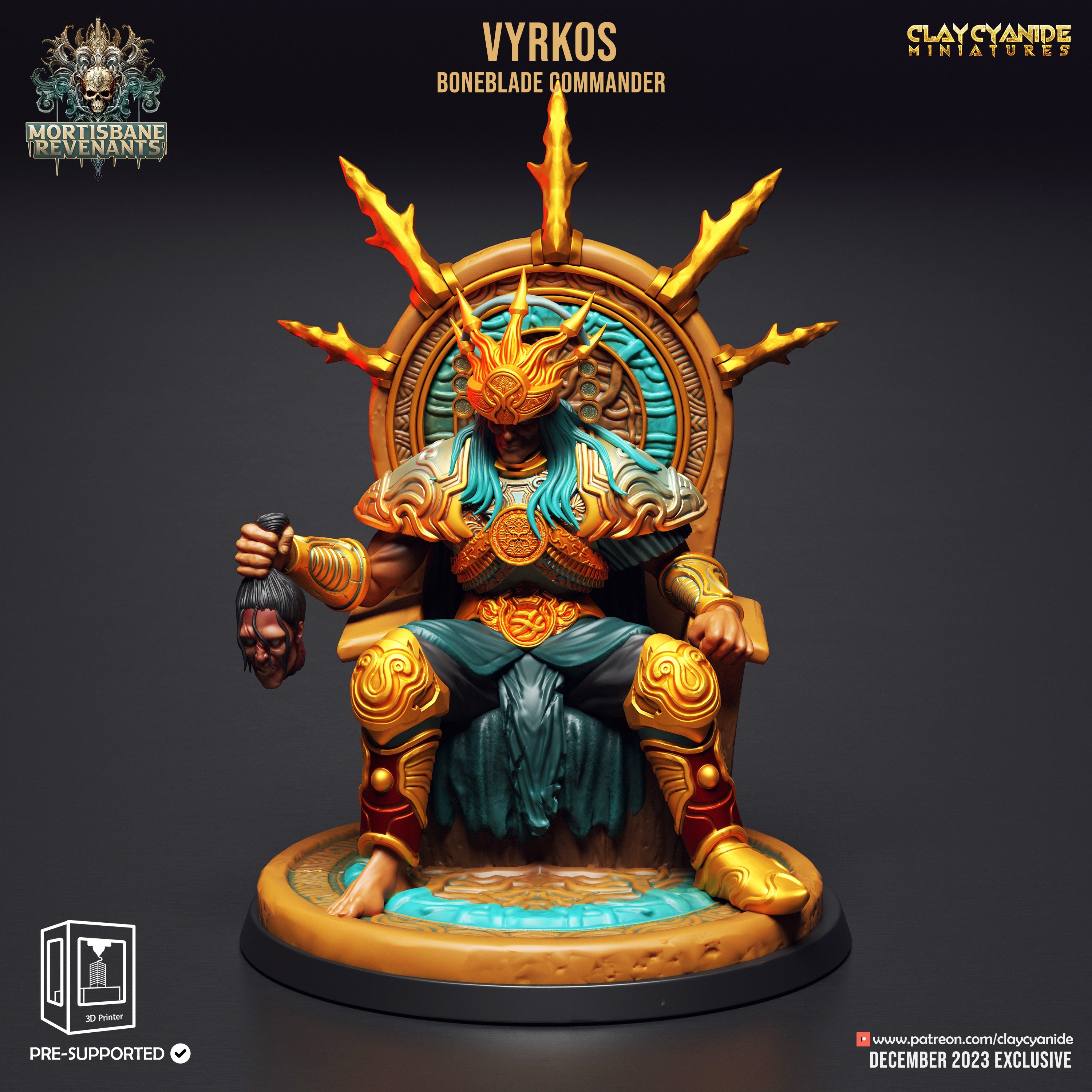 3D Printed Clay Cyanide Mortisbane Revenants - Vyrkos Boneblade Commander 28mm 32mm D&D