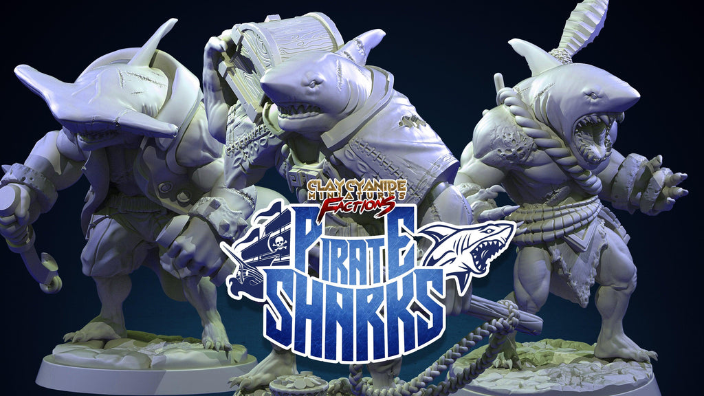 3D Printed Clay Cyanide Pirate Sharks Factions Tribes Wargrounds Ragnarok D&D