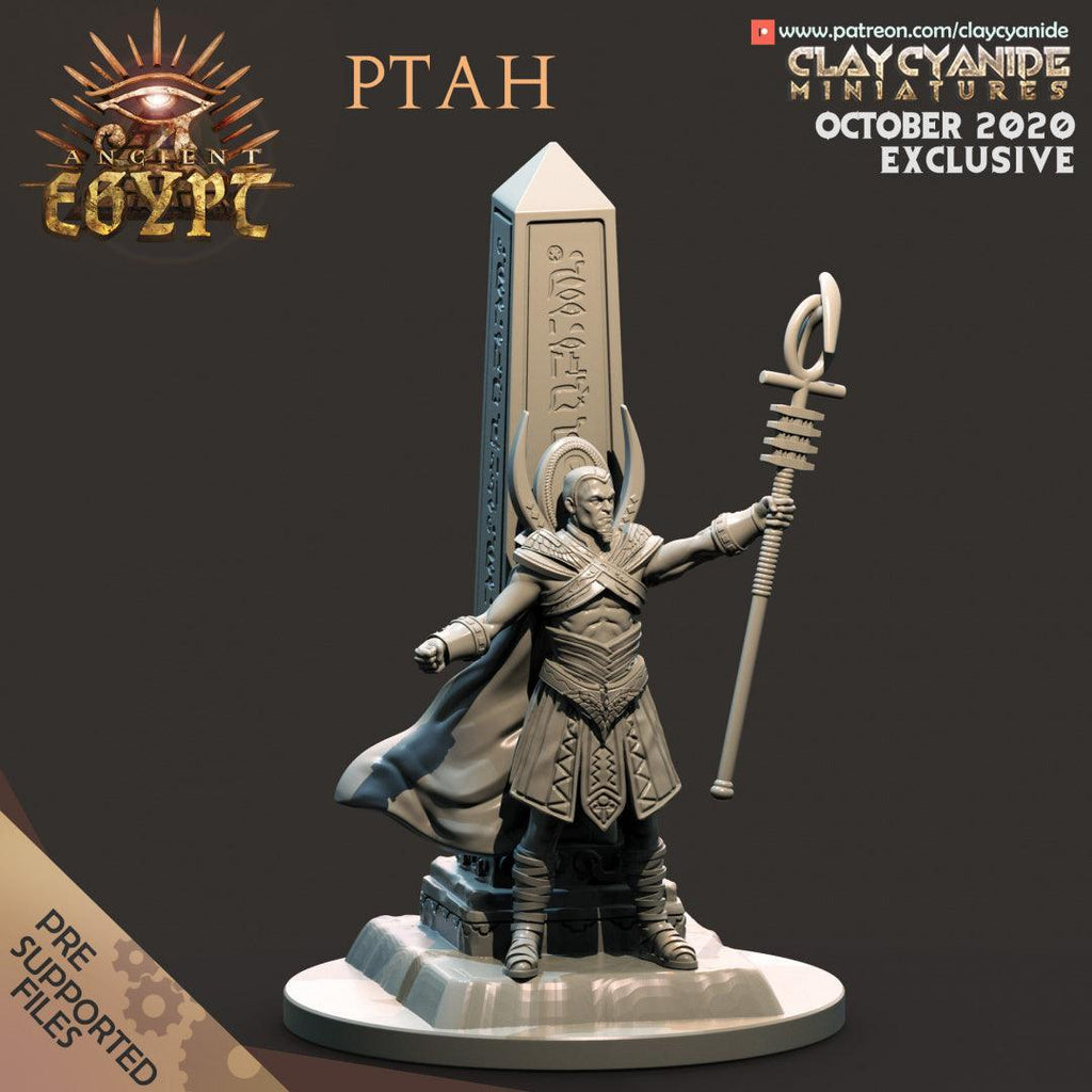 3D Printed Clay Cyanide Ptah Egyptian Mythology 28 32 mm D&D