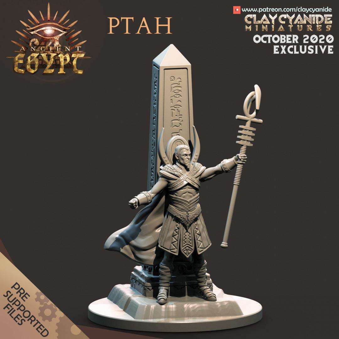 3D Printed Clay Cyanide Ptah Egyptian Mythology 28 32 mm D&D