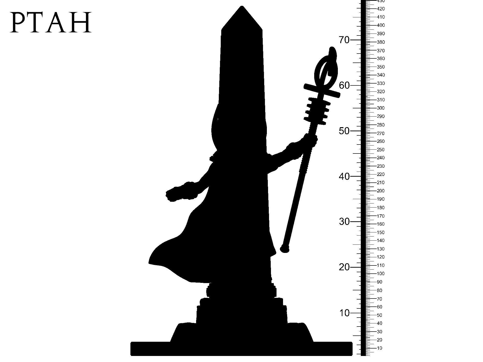 3D Printed Clay Cyanide Ptah Egyptian Mythology 28 32 mm D&D