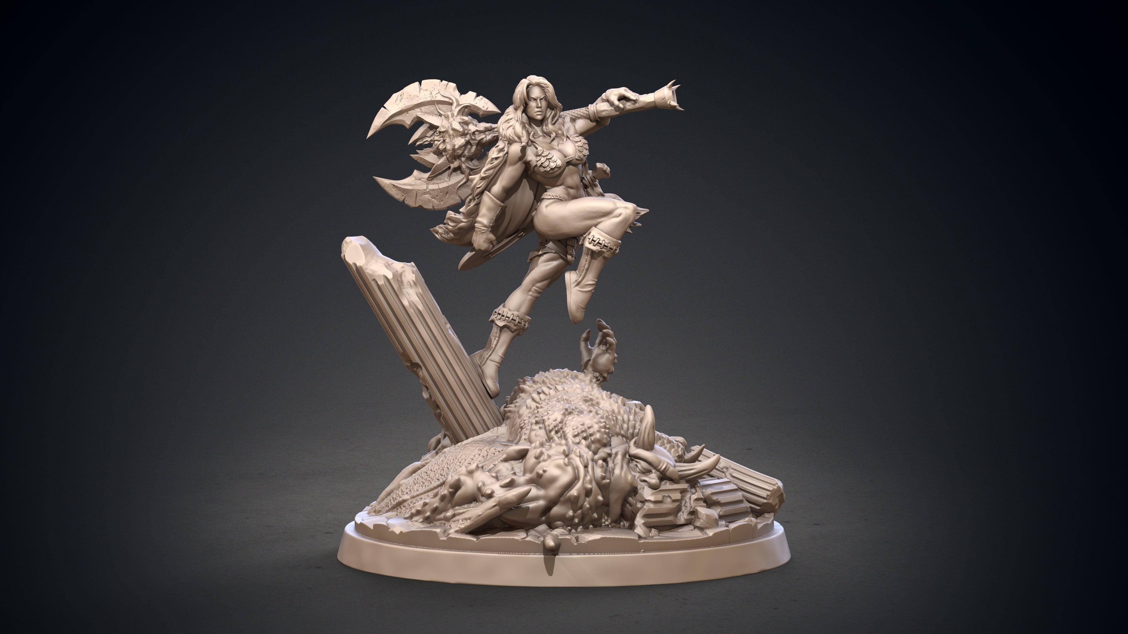 3D Printed Clay Cyanide Red Sonja 28-32mm Hyborian Age Ragnarok D&D