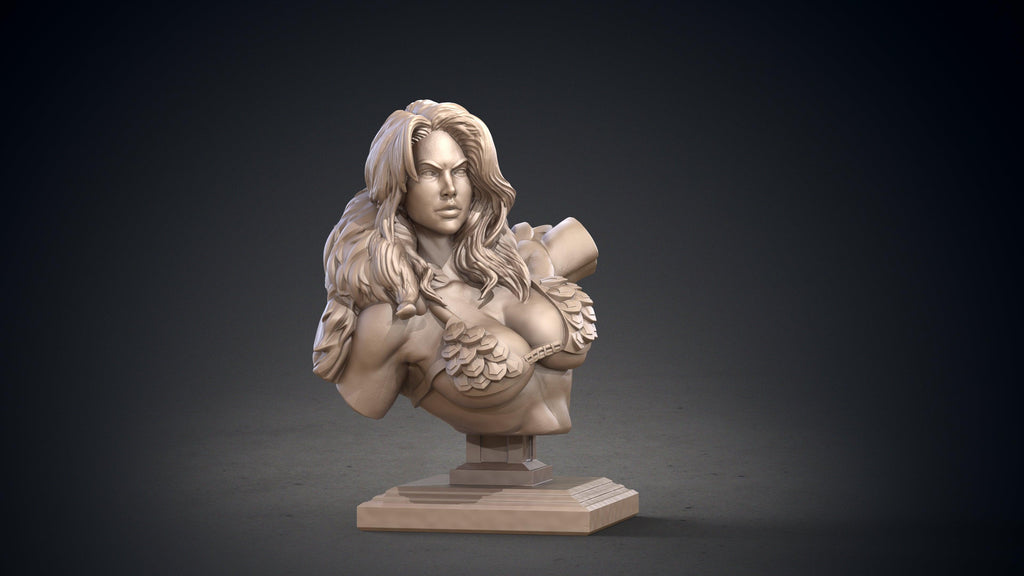 3D Printed Clay Cyanide Red Sonja Bust Hyborean Age Ragnarok D&D