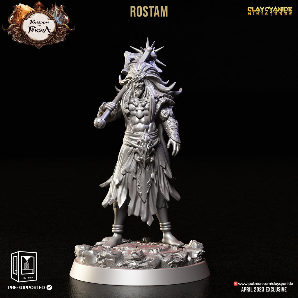 3D Printed Clay Cyanide Rostam Kingdom of Persia 28 32 mm D&D