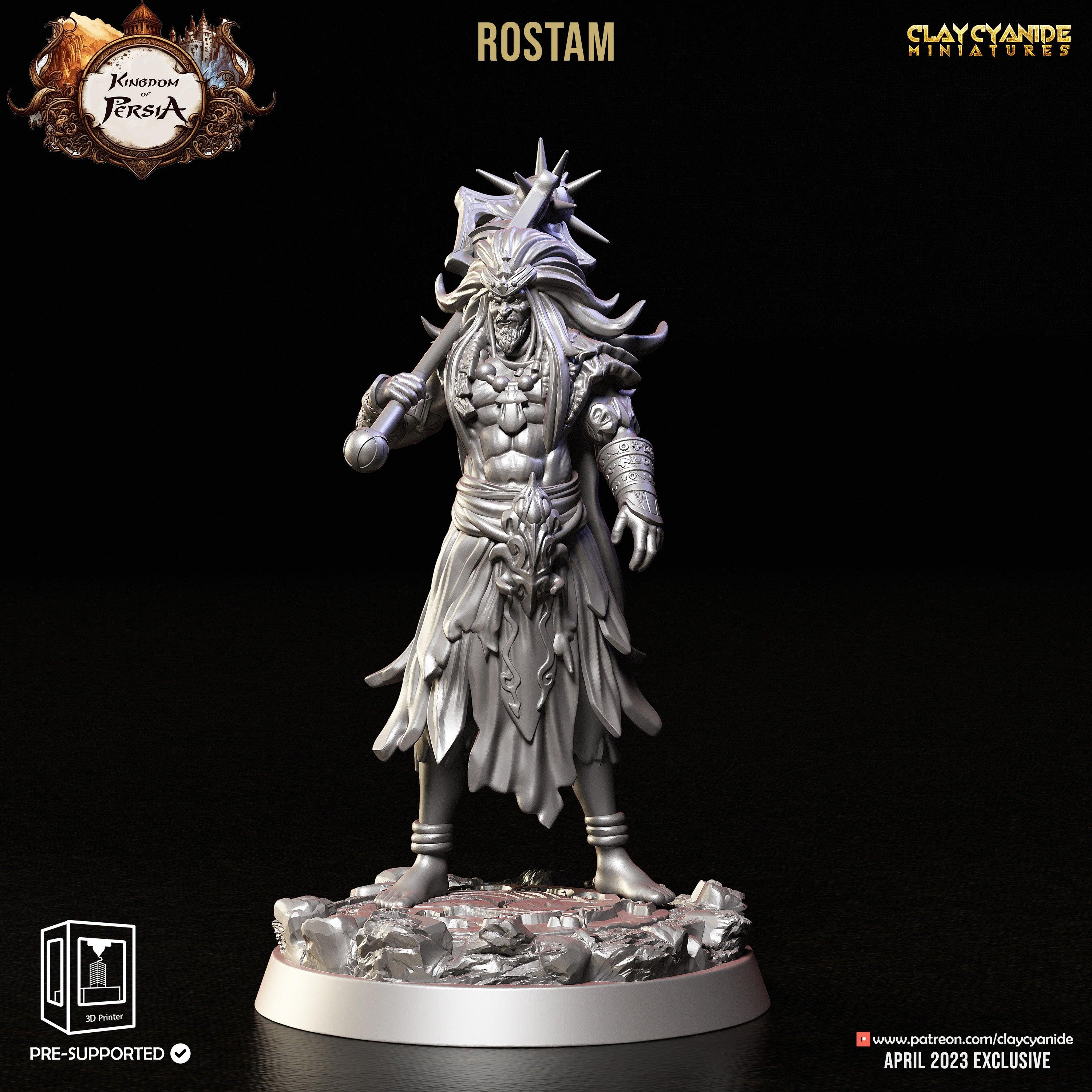 3D Printed Clay Cyanide Rostam Kingdom of Persia 28 32 mm D&D