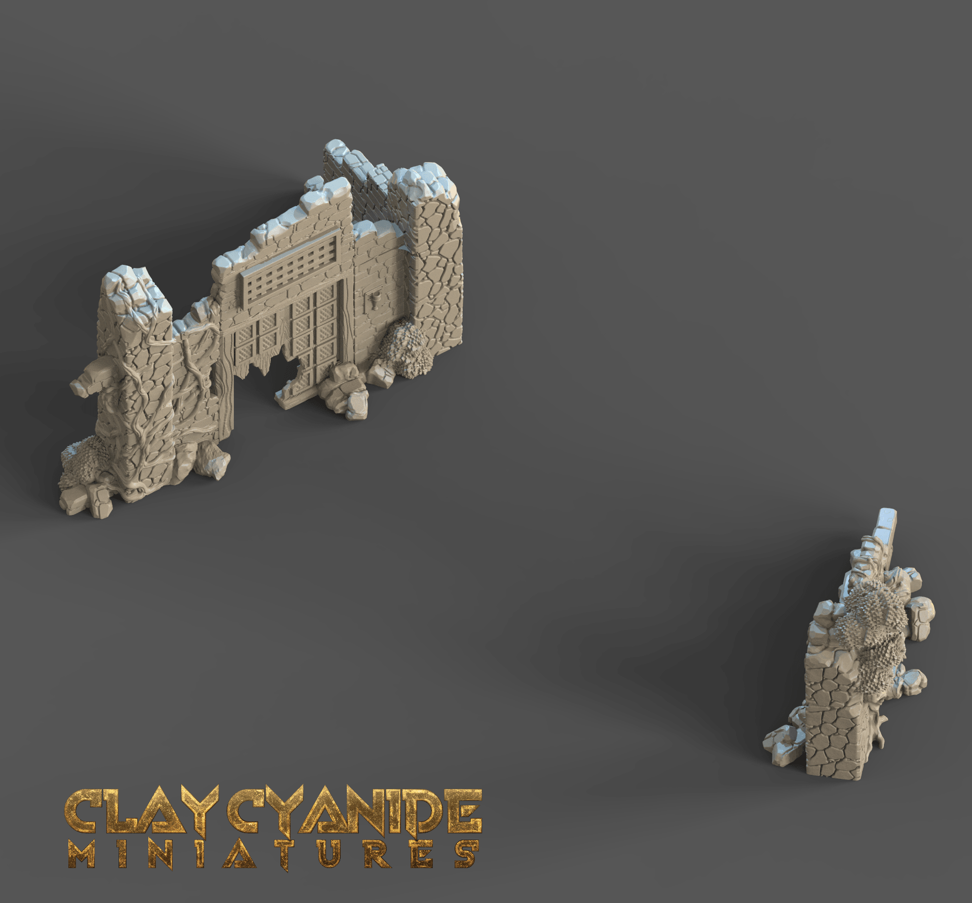 3D Printed Clay Cyanide Ruins Set 28mm-32mm Ragnarok D&D
