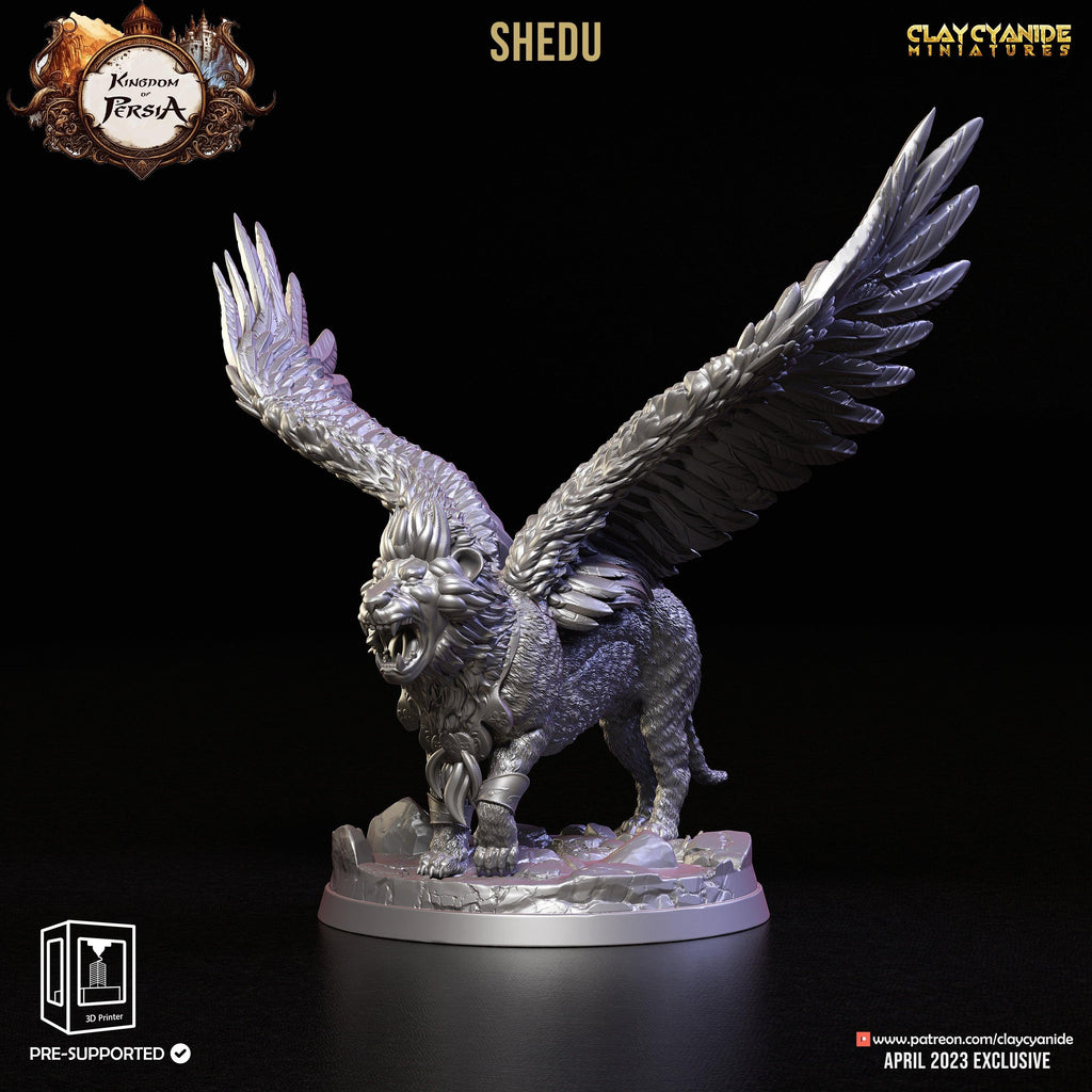 3D Printed Clay Cyanide Shedu Kingdom of Persia 28 32 mm D&D