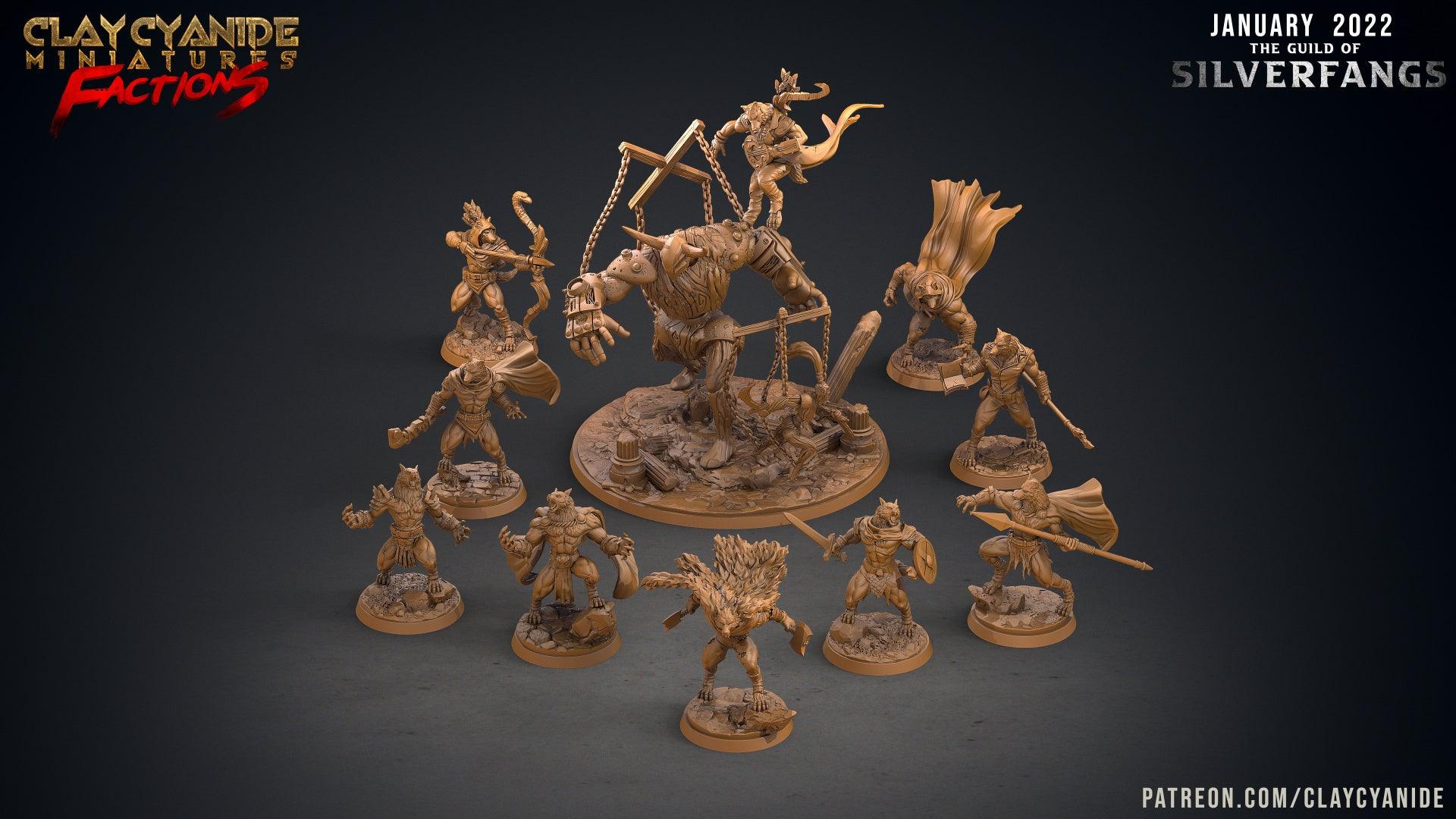 3D Printed Clay Cyanide Silverfangs Guild Werewolf Fox Tribes Factions Ragnarok D&D