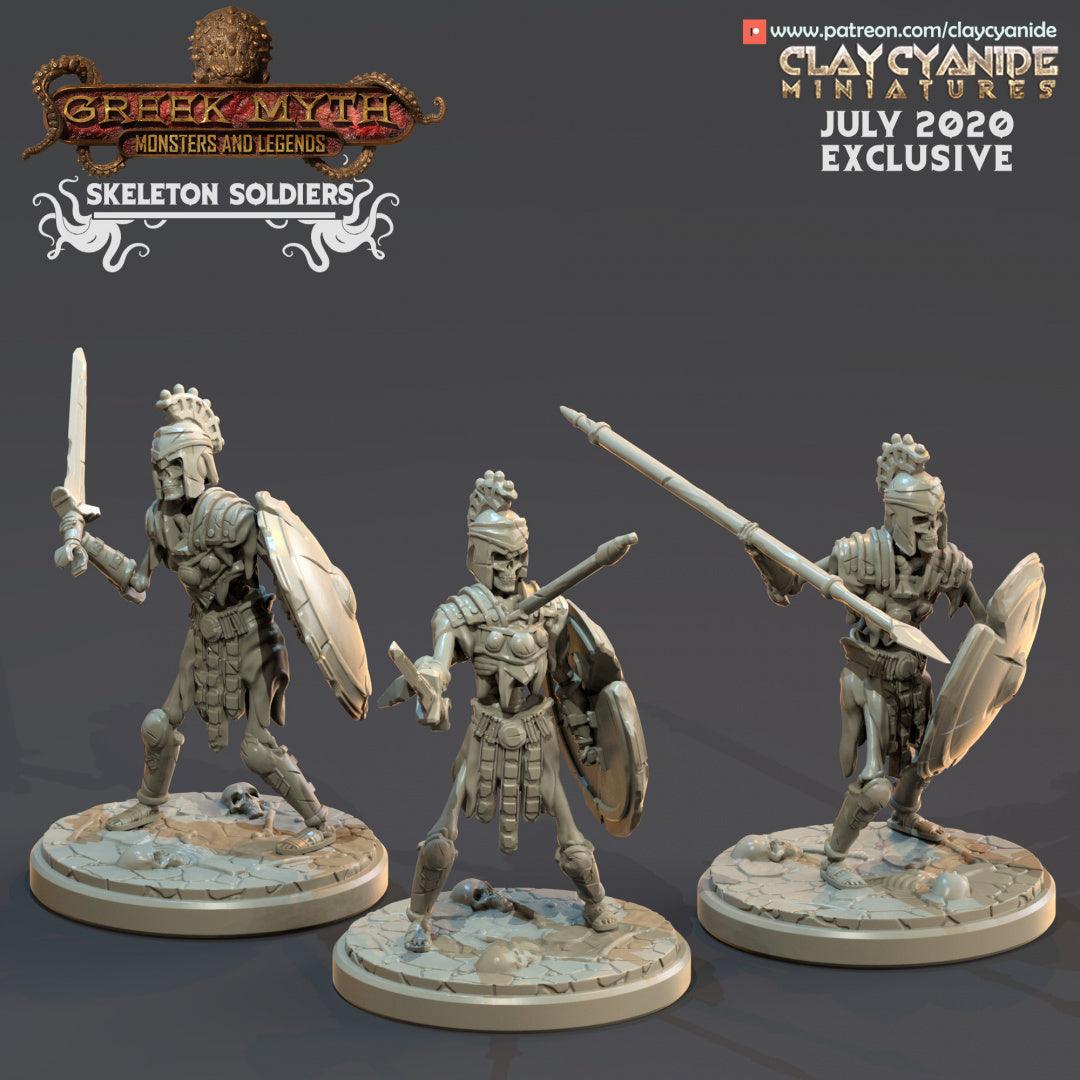 3D Printed Clay Cyanide Skeleton Soldiers Greek Mythology Part 2 28 32 mm D&D