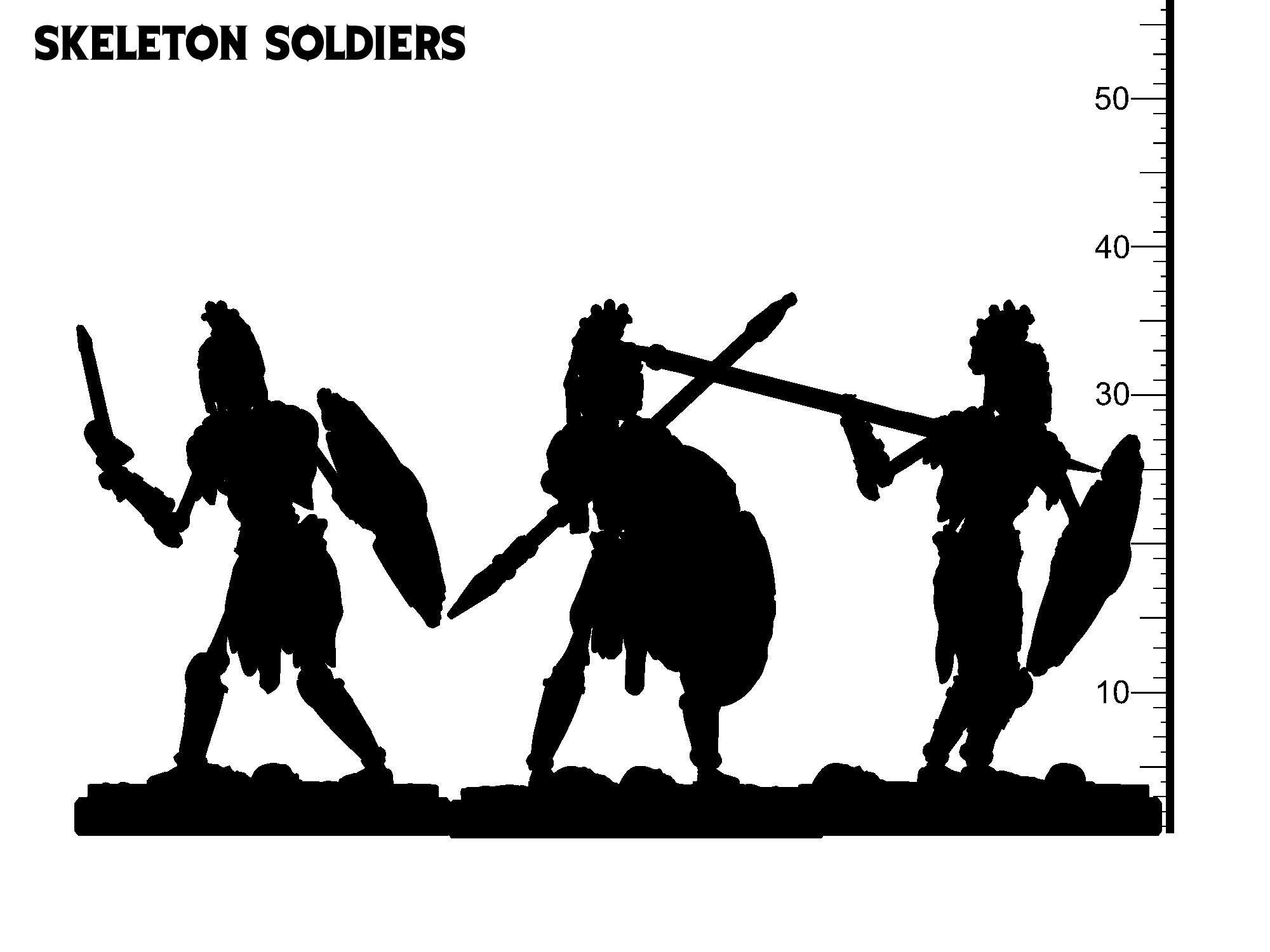 3D Printed Clay Cyanide Skeleton Soldiers Greek Mythology Part 2 28 32 mm D&D