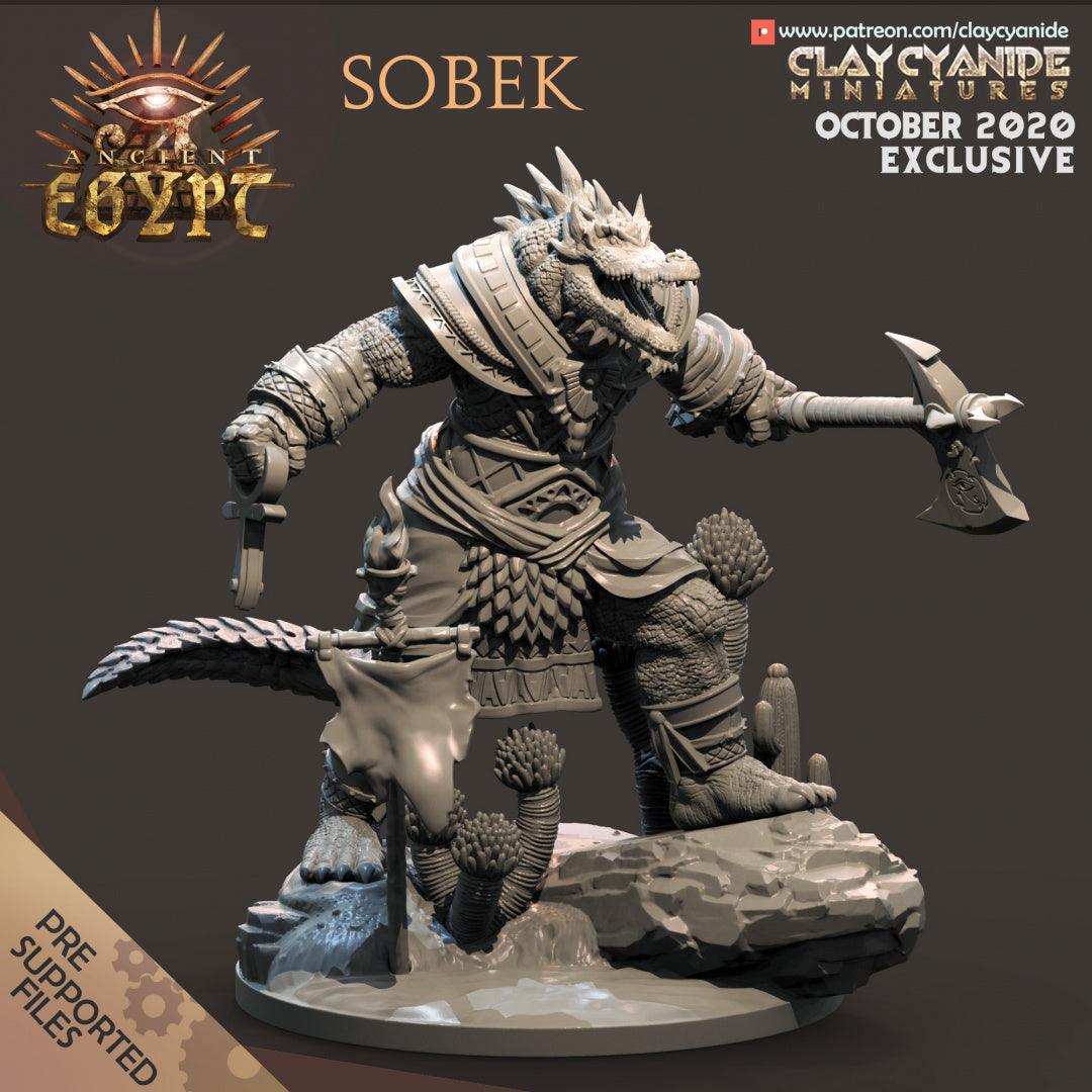 3D Printed Clay Cyanide Sobek Egyptian Mythology 28 32 mm D&D