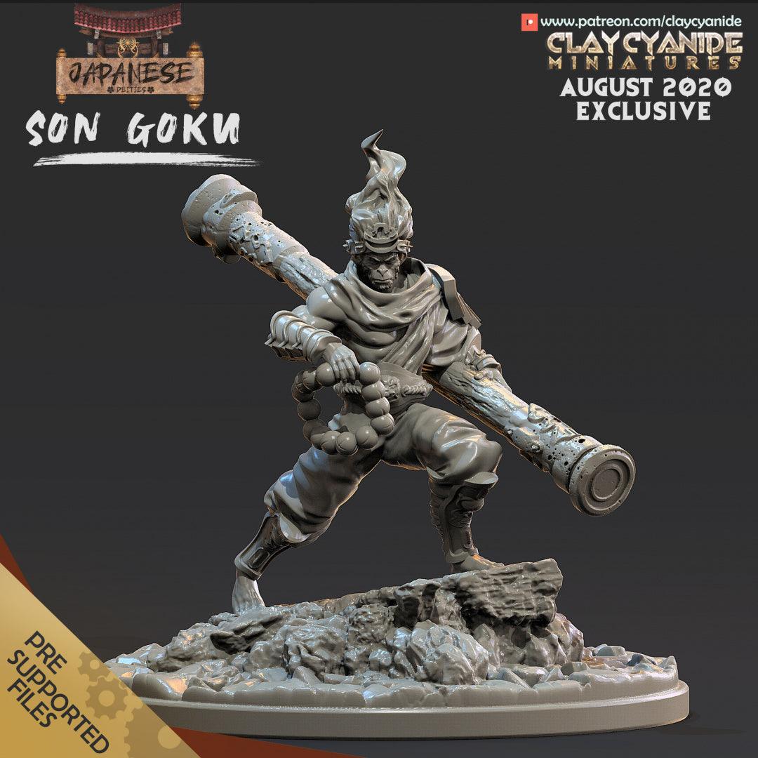 3D Printed Clay Cyanide Son Goku Monkey King Warrior Japanese Deities Ragnarok D&D