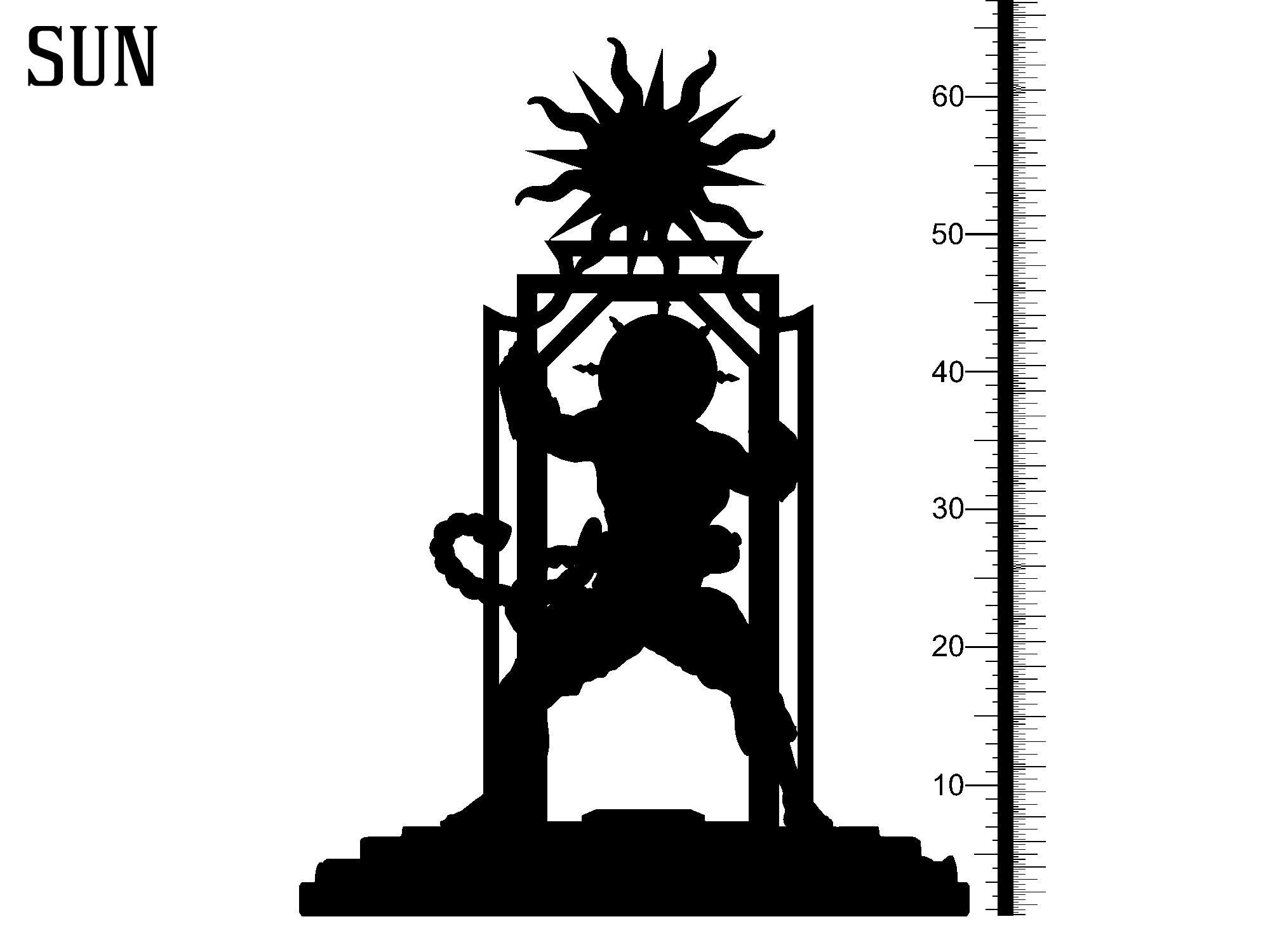3D Printed Clay Cyanide Sun Tarot Ragnarok D&D