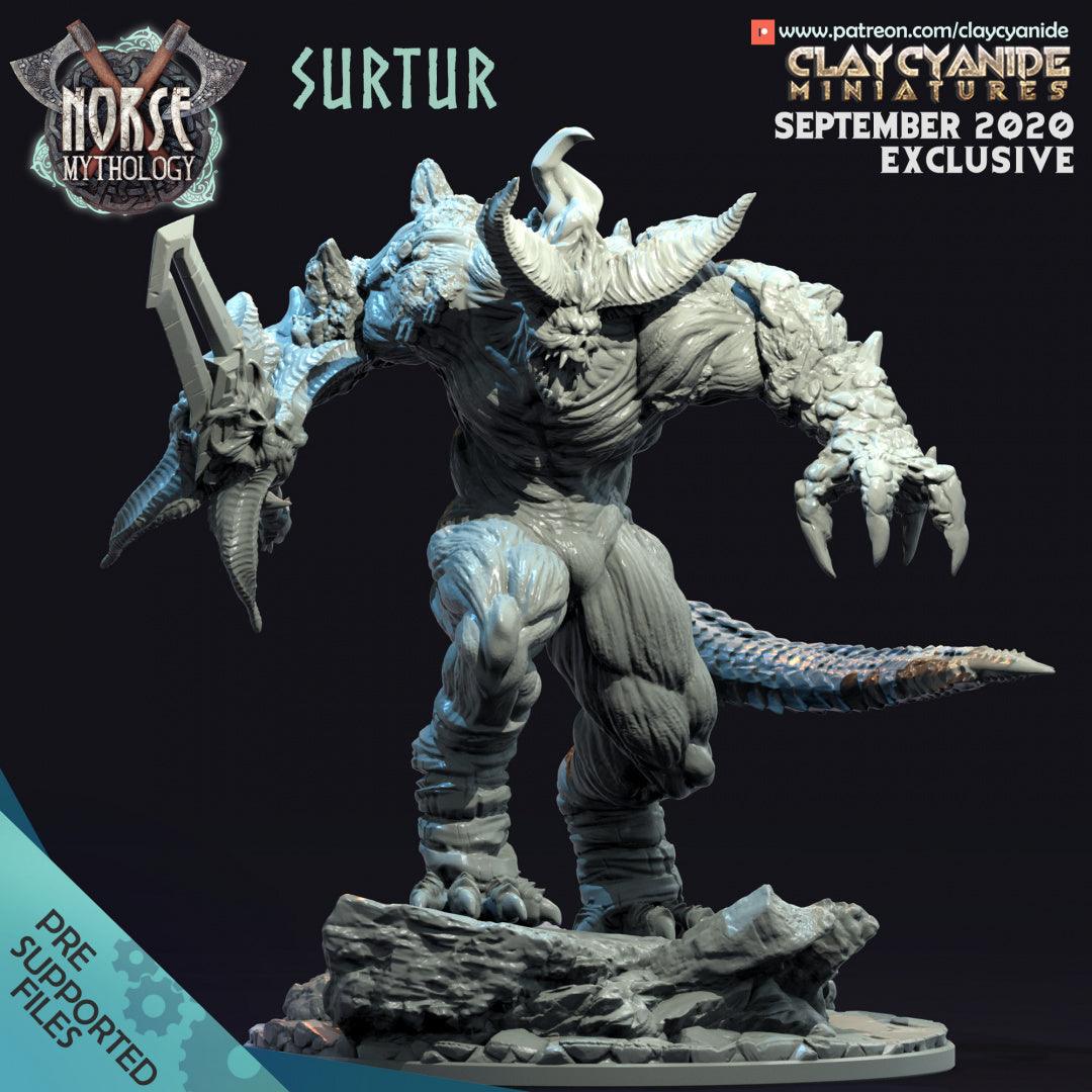 3D Printed Clay Cyanide Surtur Norse Mythology 28 32 mm D&D