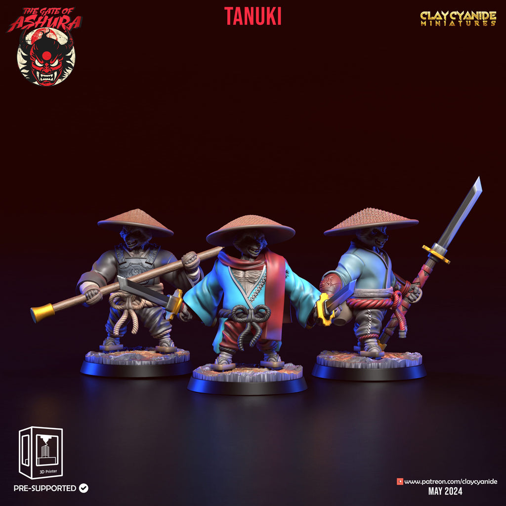3D Printed Clay Cyanide Tanuki Set The Gate of Ashura 28 32 mm D&D
