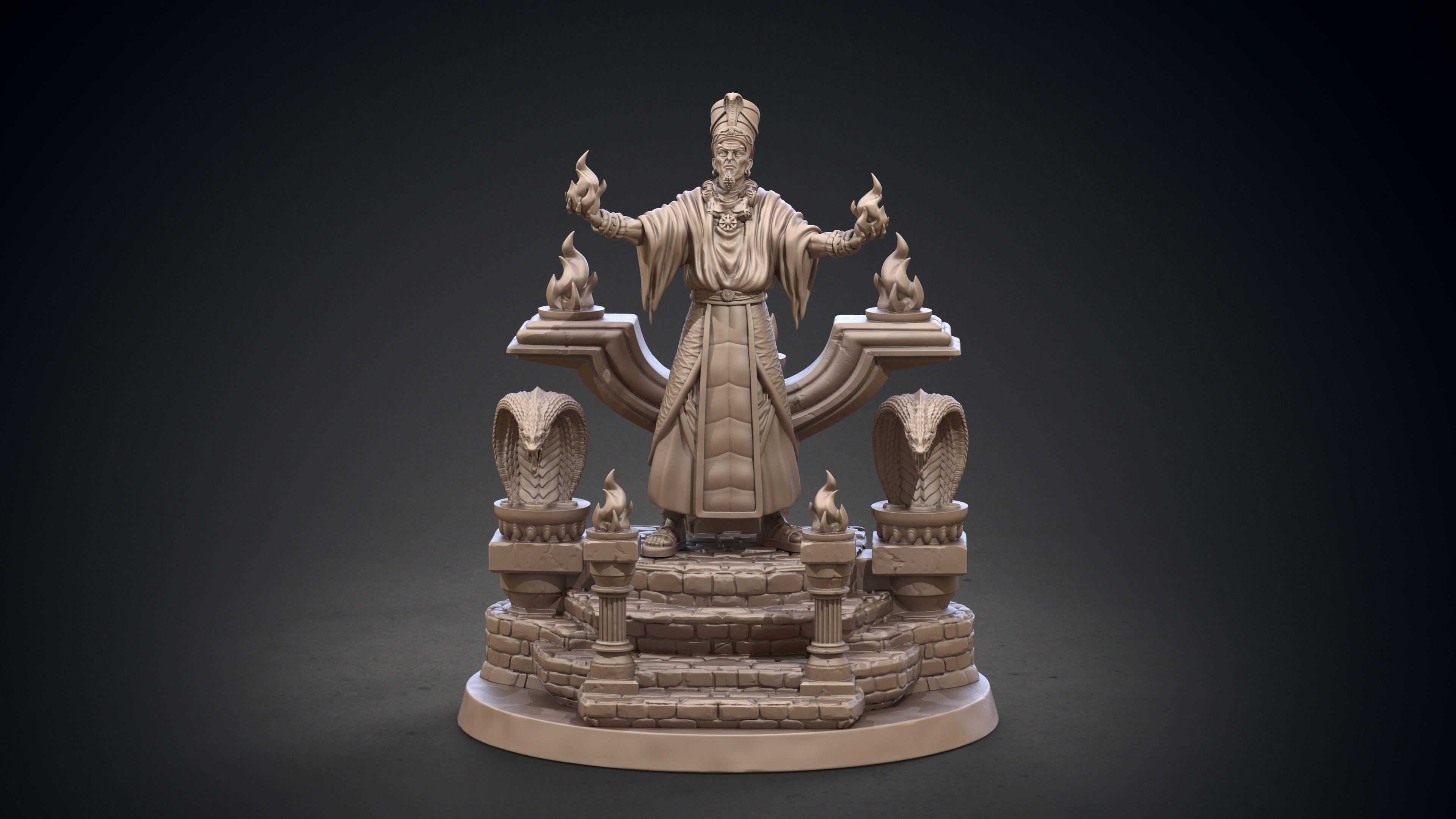 3D Printed Clay Cyanide Thot-Amon and Throne Hyborean Age Ragnarok D&D