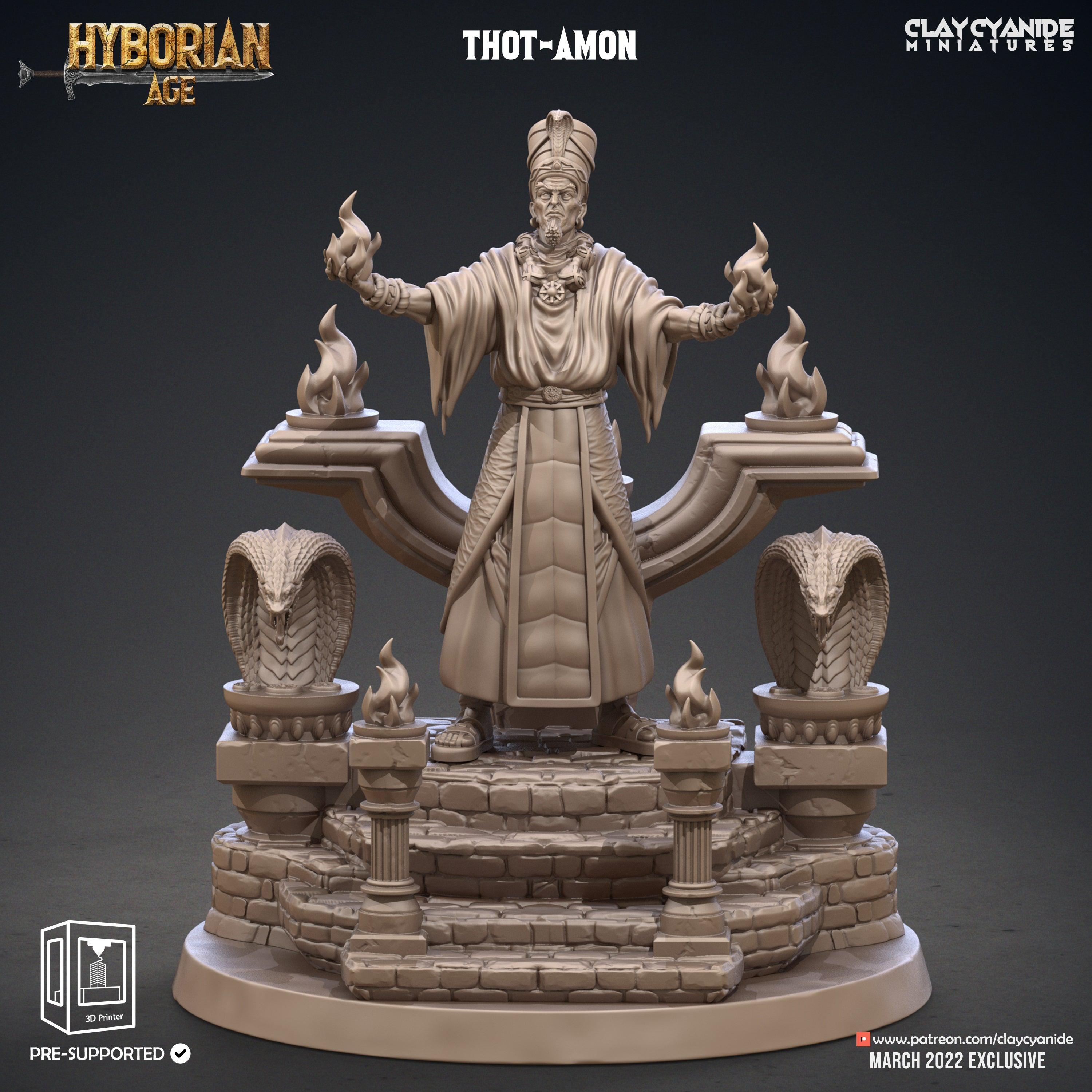 3D Printed Clay Cyanide Thot-Amon and Throne Hyborean Age Ragnarok D&D