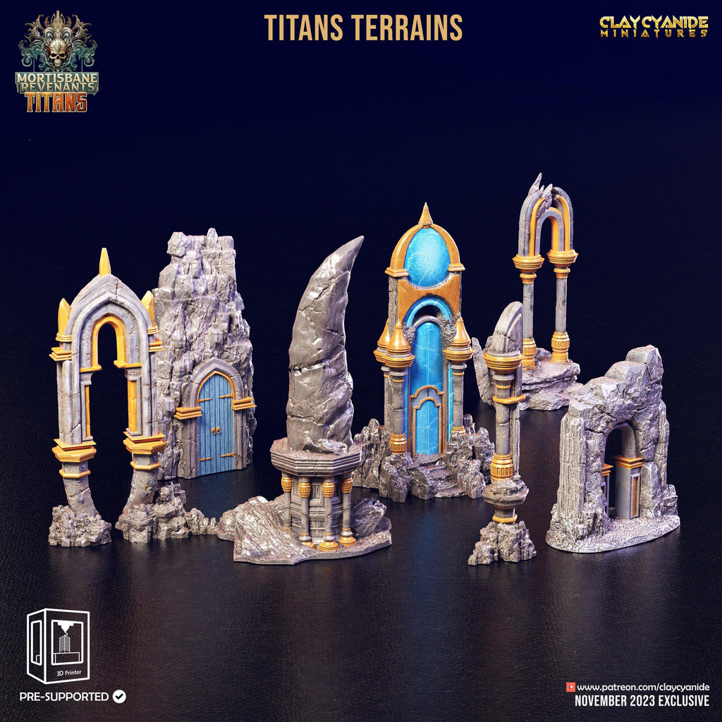3D Printed Clay Cyanide Titan Terrain Set Mortisbane Titans Set 28 32 mm D&D